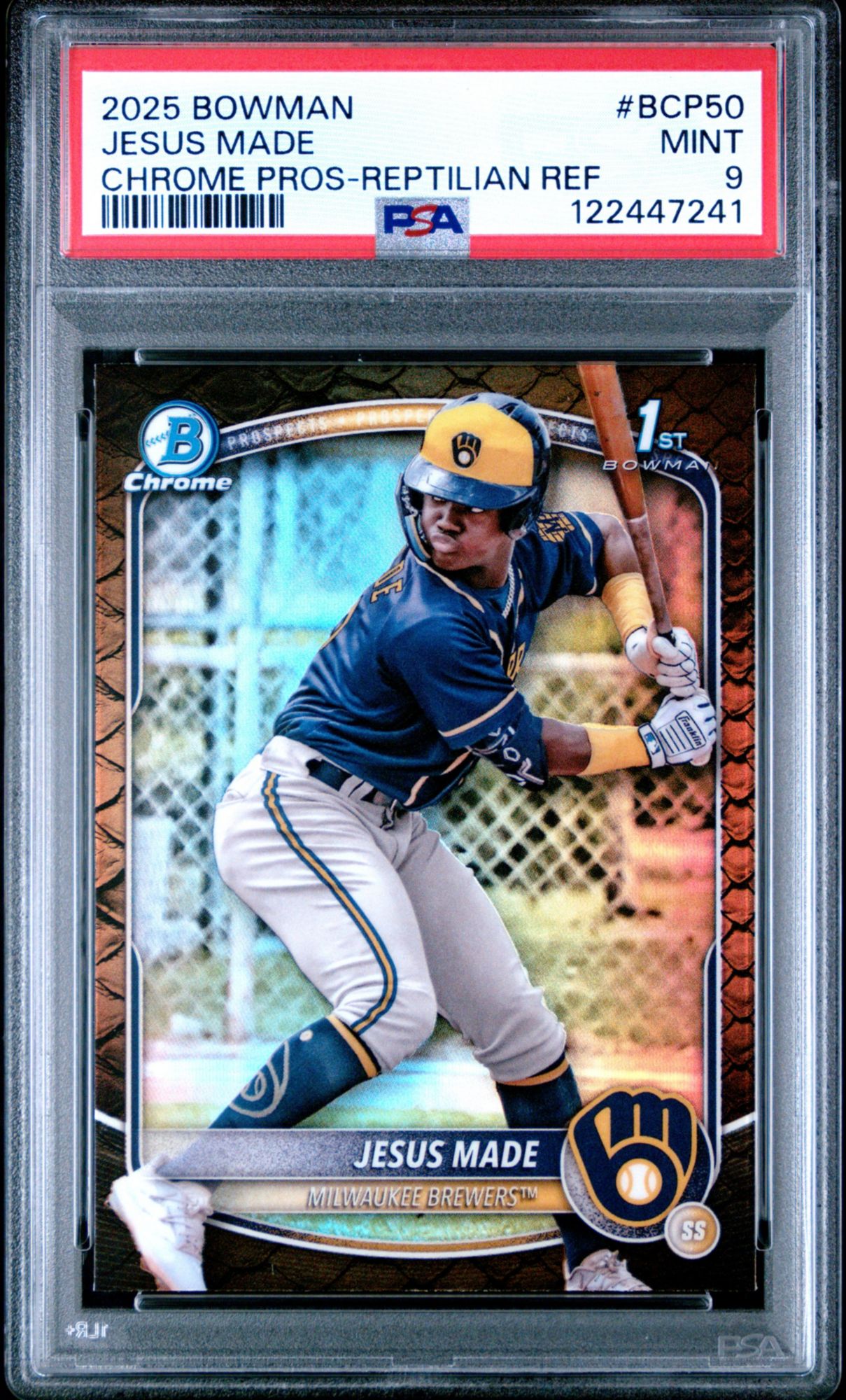 2025 Bowman Chrome Prospects BCP50 Jesus Made Reptilian Refractor PSA 9