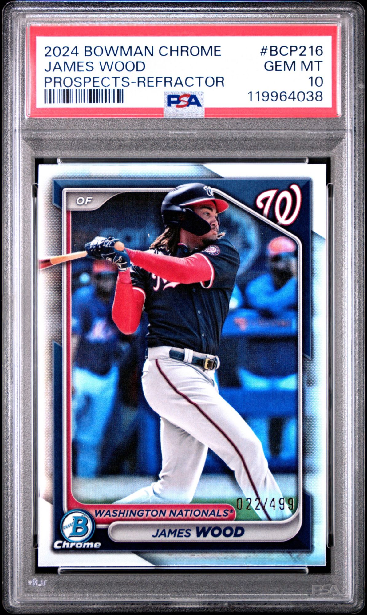 2024 Bowman Chrome Prospects BCP216 James Wood Refractor PSA 10