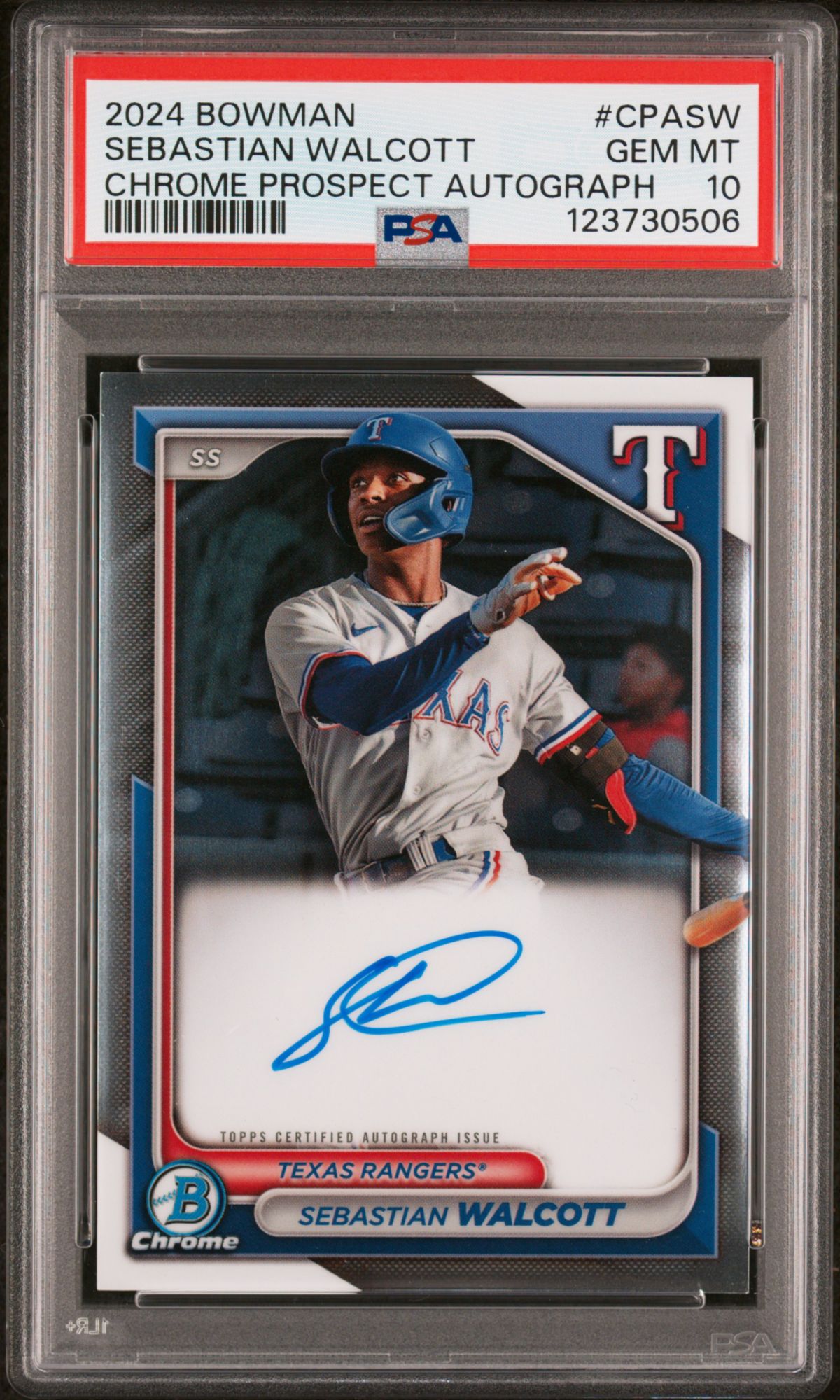 2024 Bowman Chrome Prospect Autographs CPASW Sebastian Walcott PSA 10
