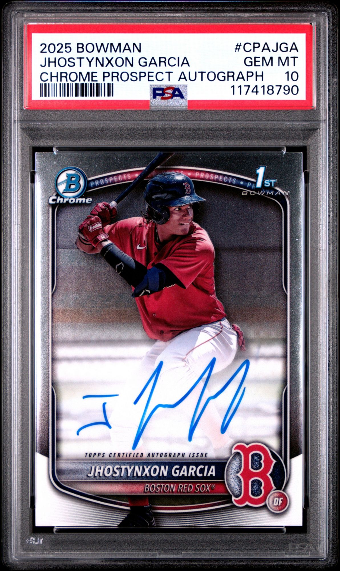 2025 Bowman Chrome Prospect Autographs CPAJGA Jhostynxon Garcia PSA 10