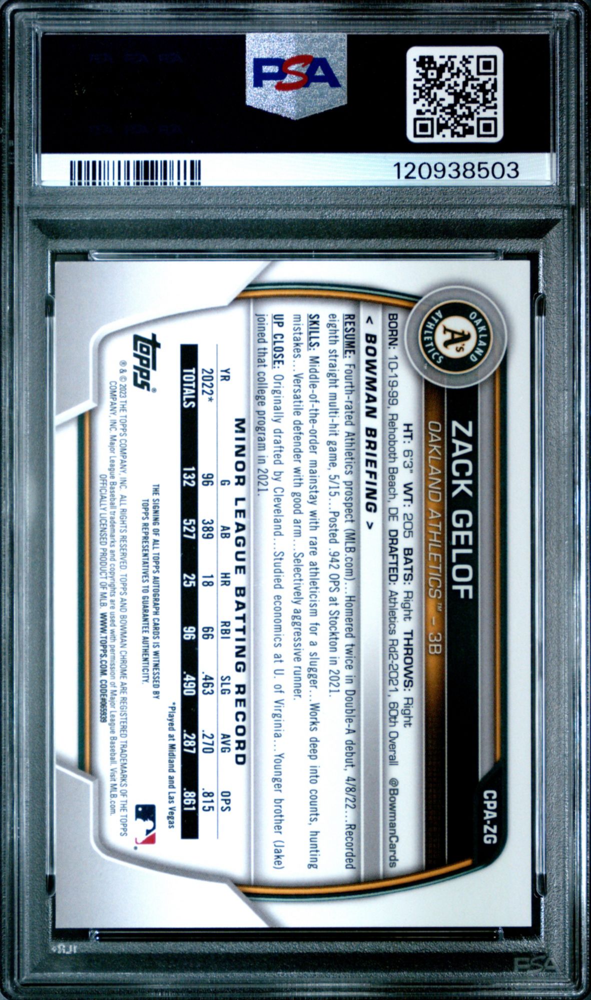 2020 Bowman Draft 1st Edition BD72 Pete Crow-Armstrong PSA 10