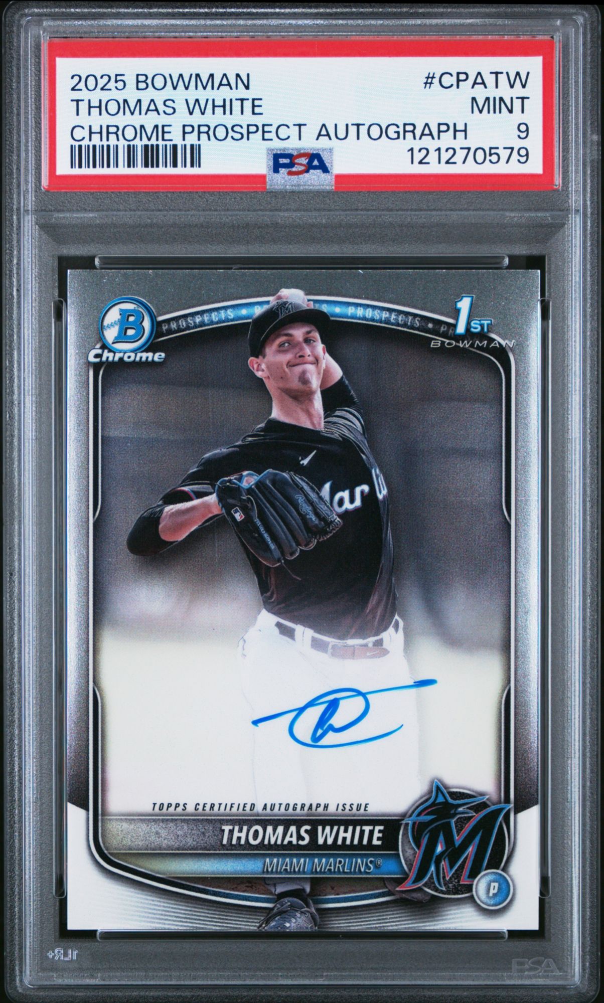 2025 Bowman Chrome Prospect Autographs CPATW Thomas White PSA 9