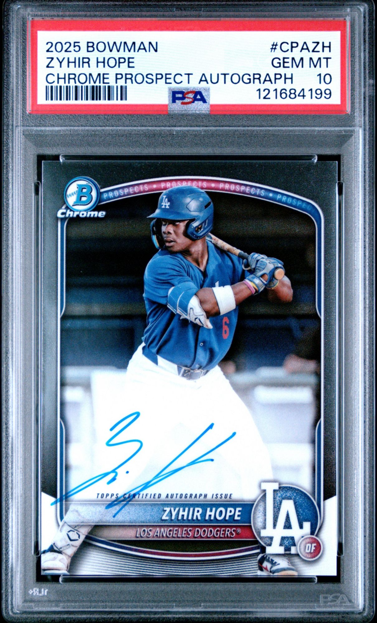 2025 Bowman Chrome Prospect Autographs CPAZH Zyhir Hope PSA 10
