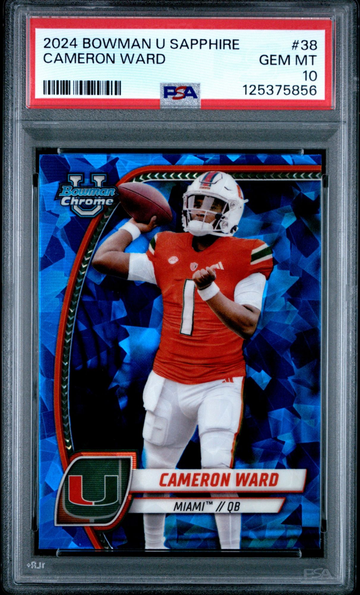 2024 Bowman University Chrome Sapphire 38 Cameron Ward PSA 10