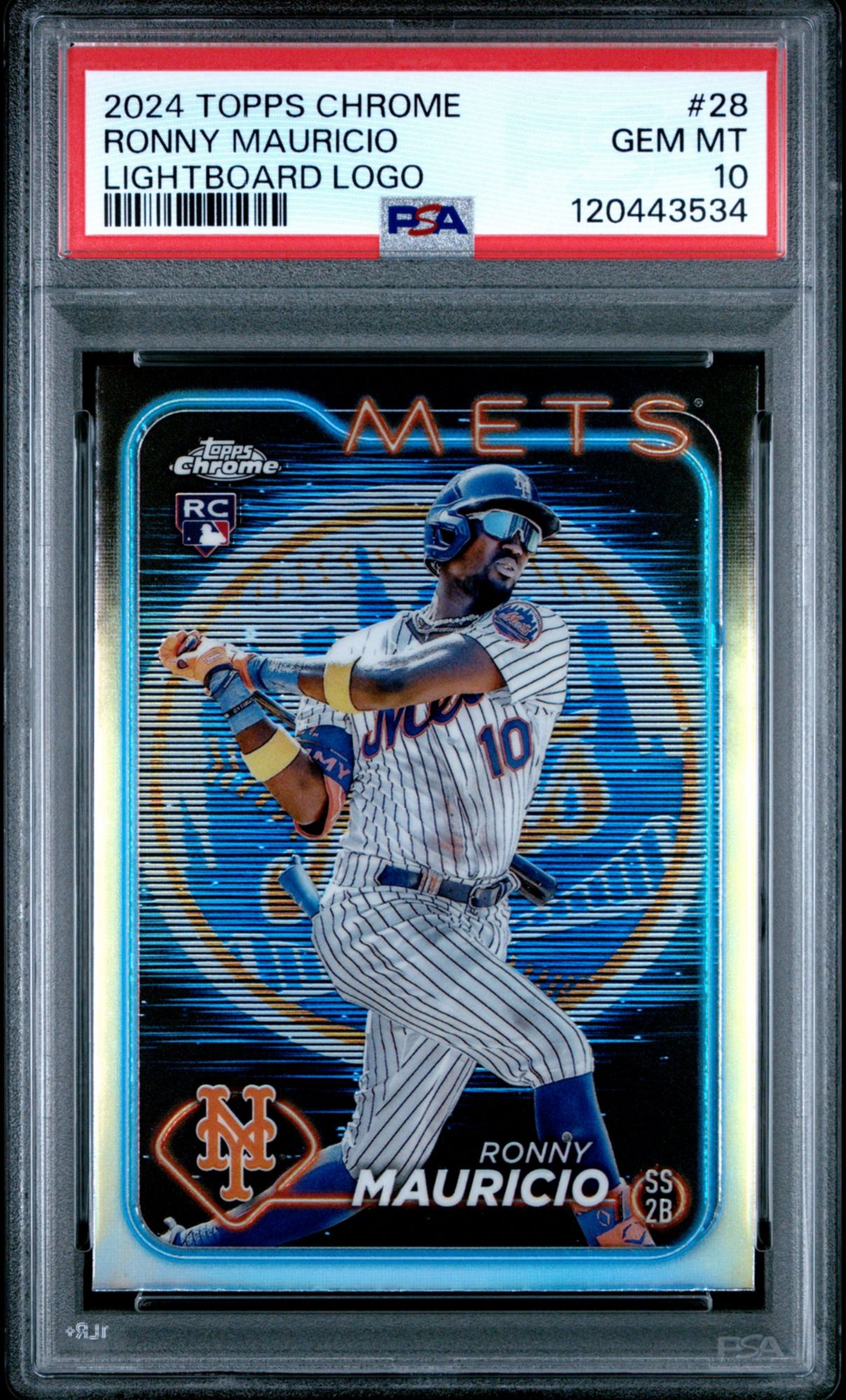 2024 Topps Chrome 28 Ronny Mauricio Lightboard Logo PSA 10