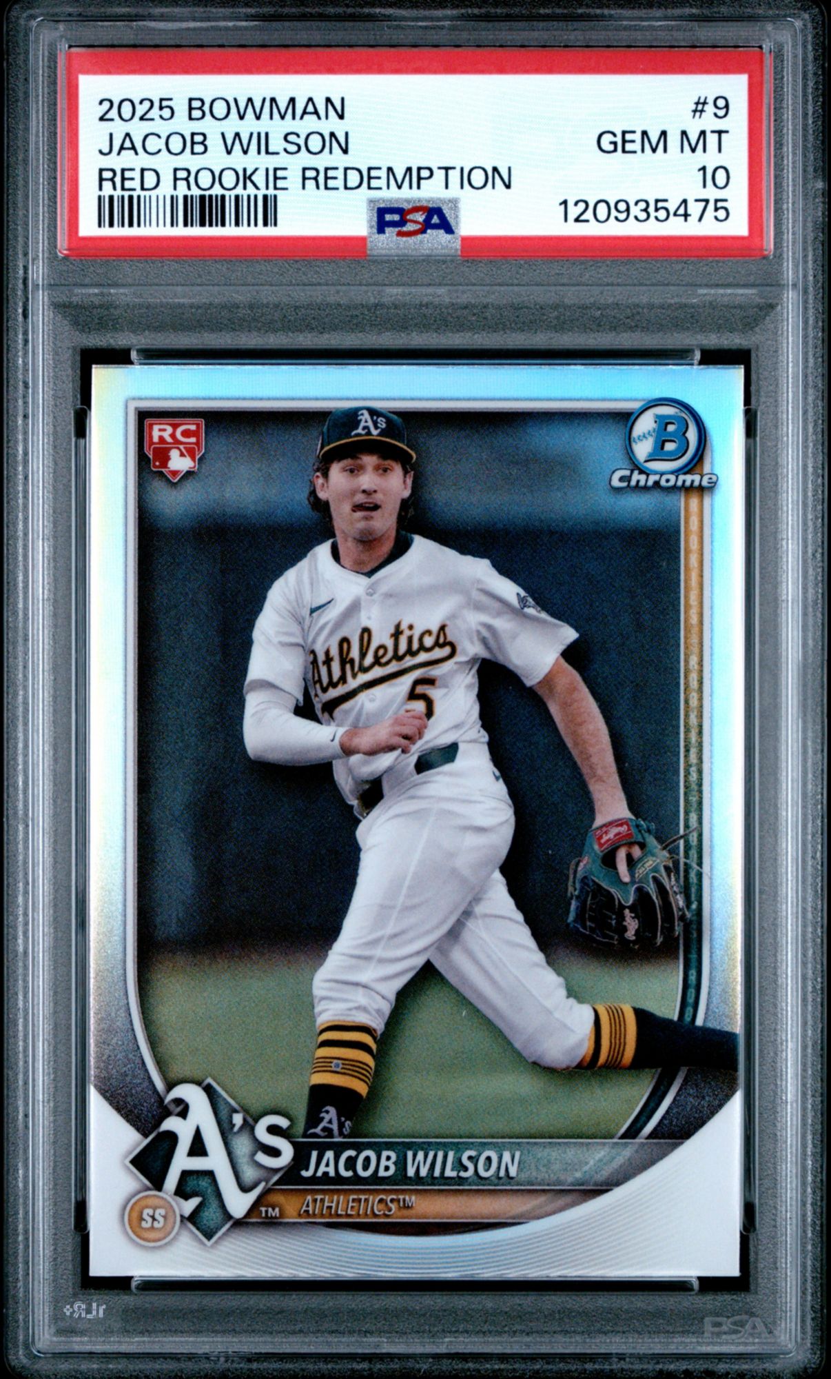 2025 Bowman 9 Jacob Wilson Red Rookie Redemption PSA 10