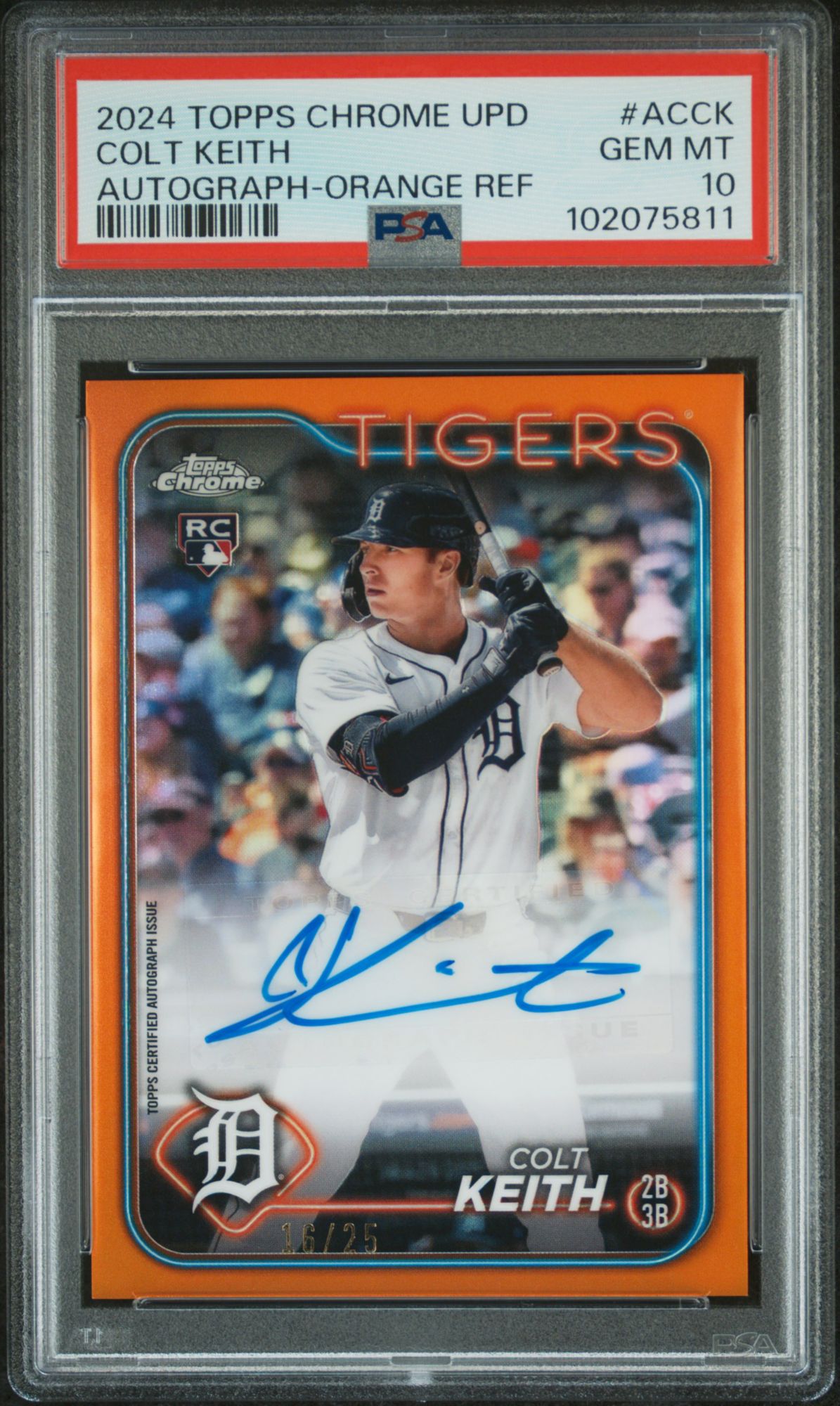 2024 Topps Chrome Update Chrome Baseball Update Series Autographs ACCK Colt Keith Orange Refractor PSA 10