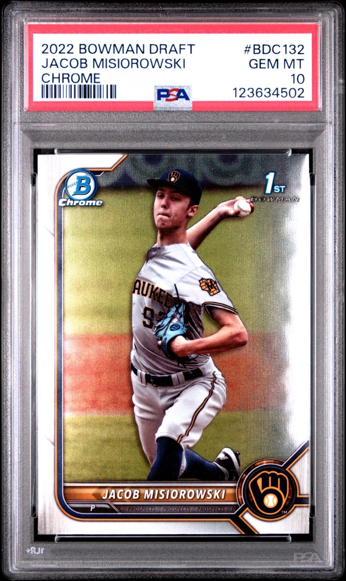 2022 Bowman Draft BDC132 Jacob Misiorowski Chrome PSA 10