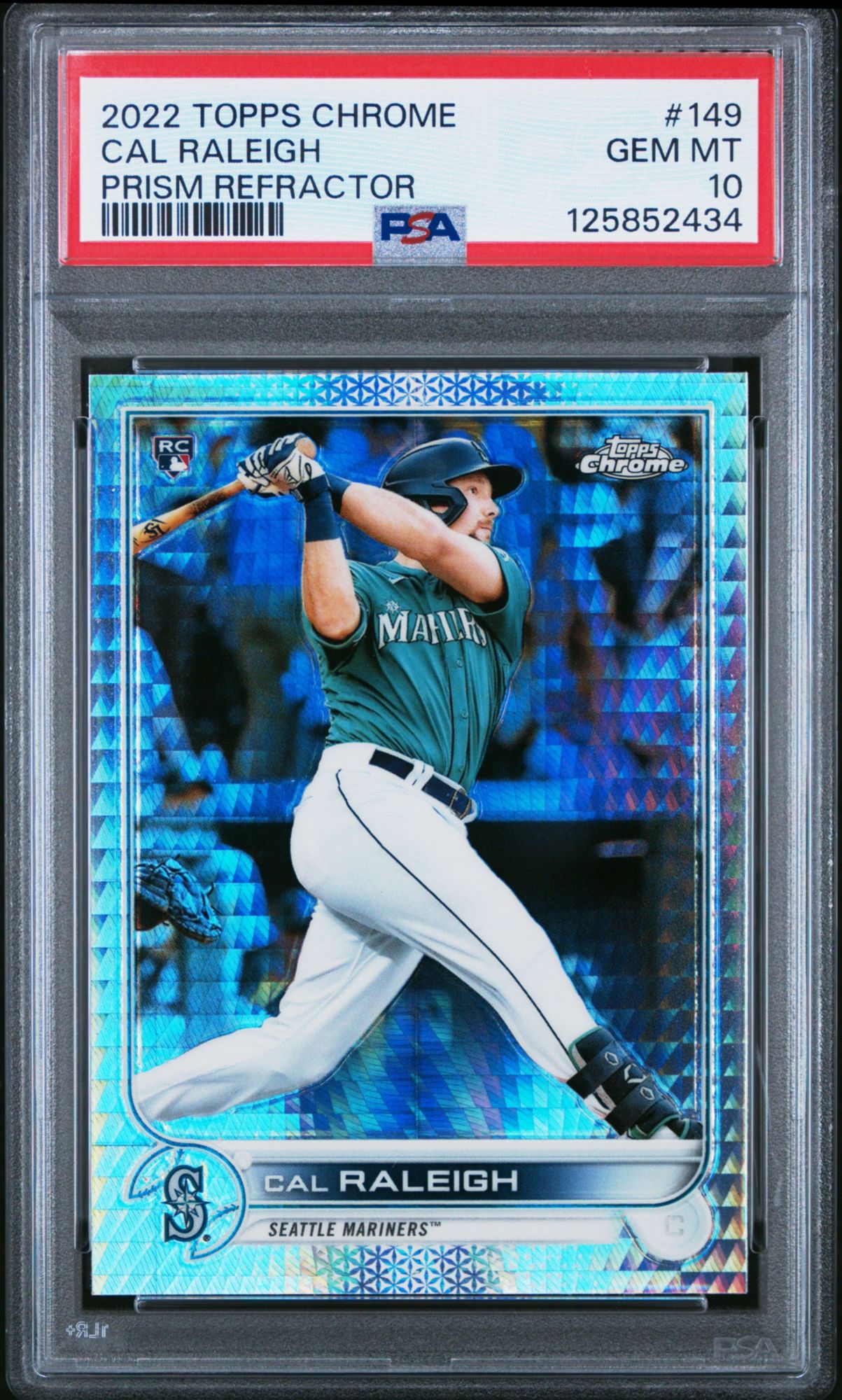 2022 Topps Chrome 149 Cal Raleigh Prism Refractor PSA 10