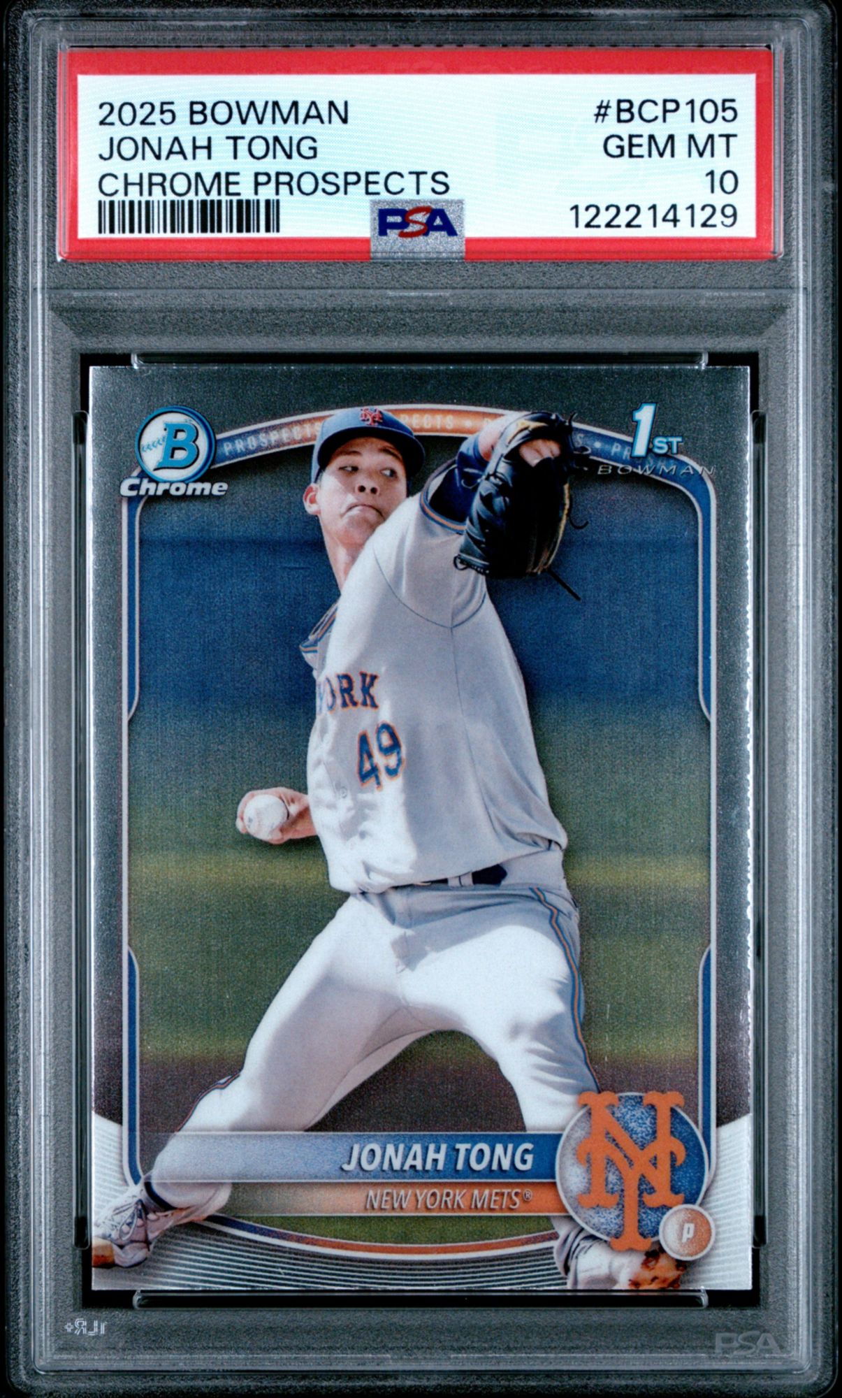 2025 Bowman Chrome Prospects BCP105 Jonah Tong PSA 10