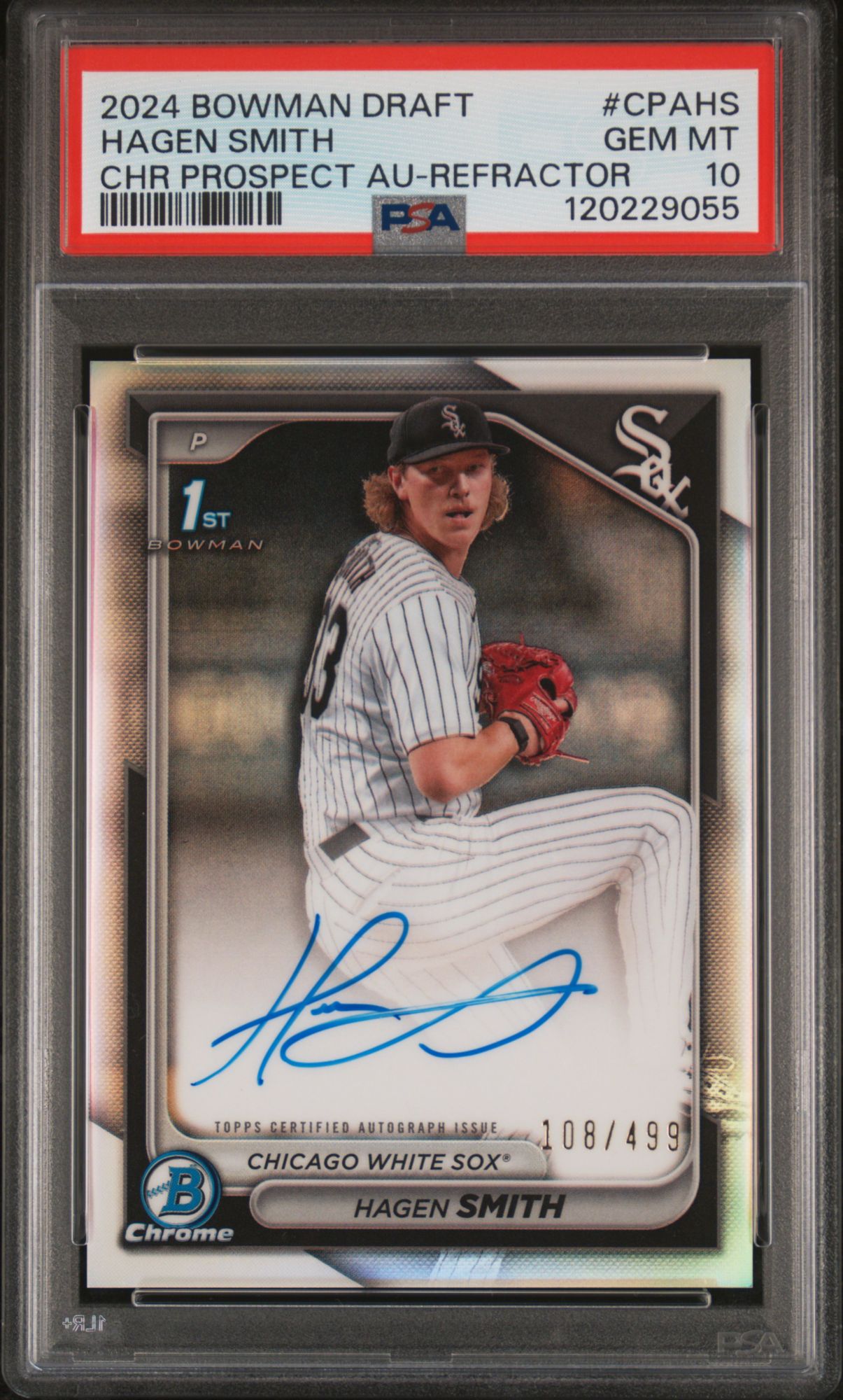 2024 Bowman Draft Chrome Prospect Autographs CPAHS Hagen Smith Refractor PSA 10