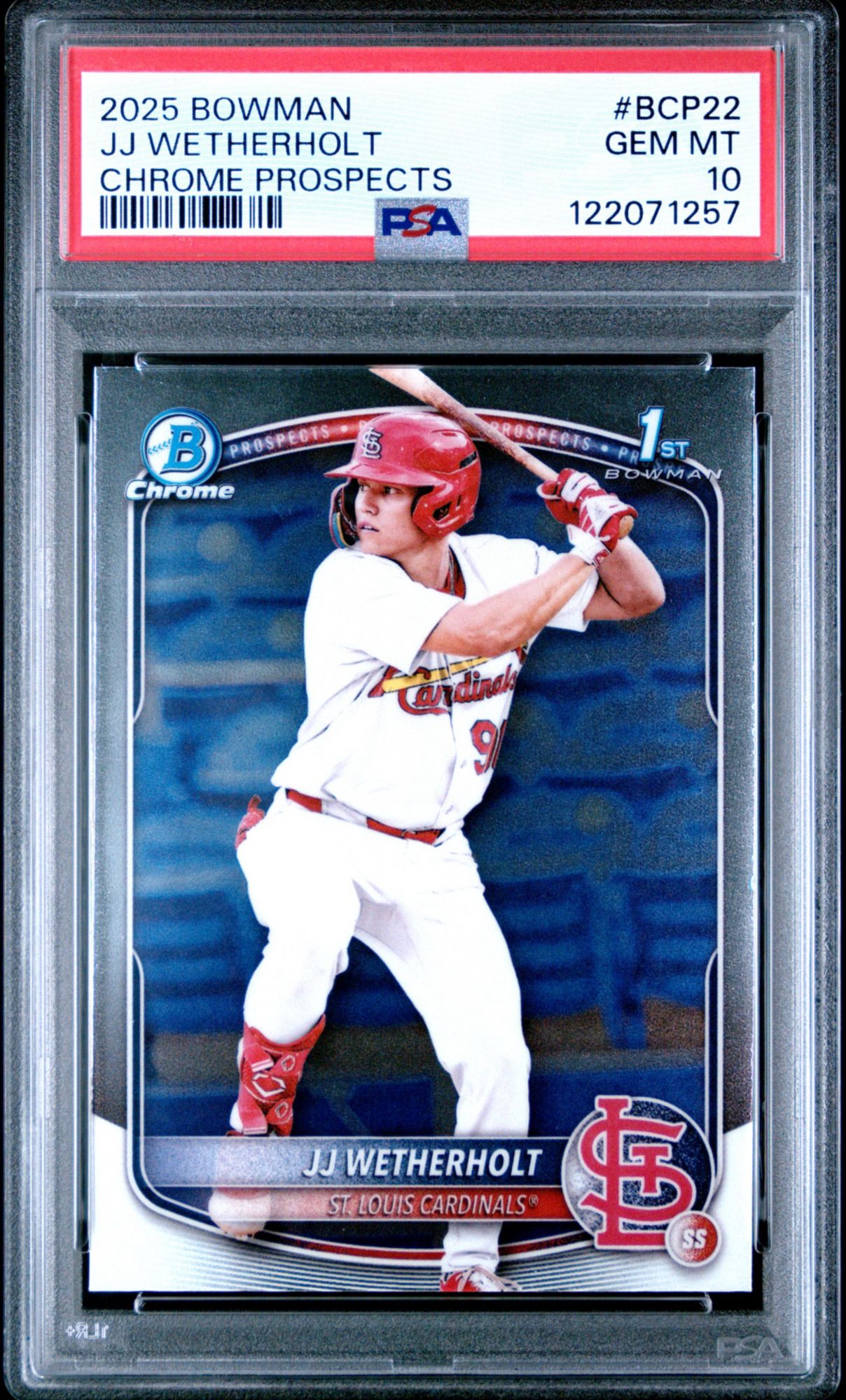 2025 Bowman Chrome Prospects BCP22 JJ Wetherholt PSA 10