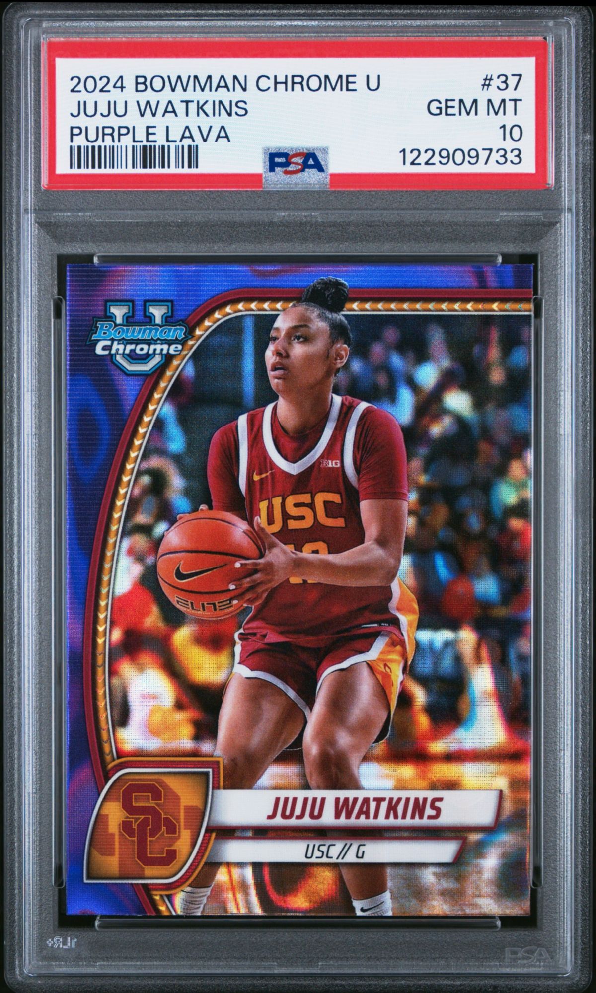 2024 Bowman Chrome University 37 Juju Watkins Purple Lava PSA 10