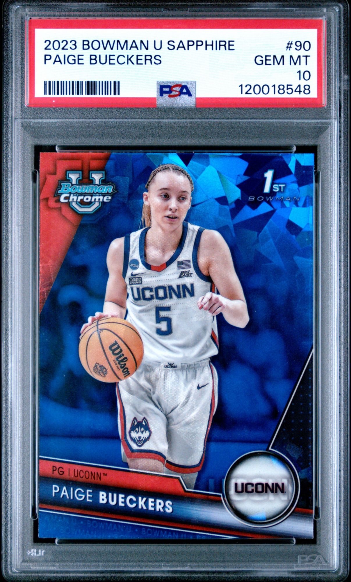 2023 Bowman University Chrome Sapphire 90 Paige Bueckers PSA 10