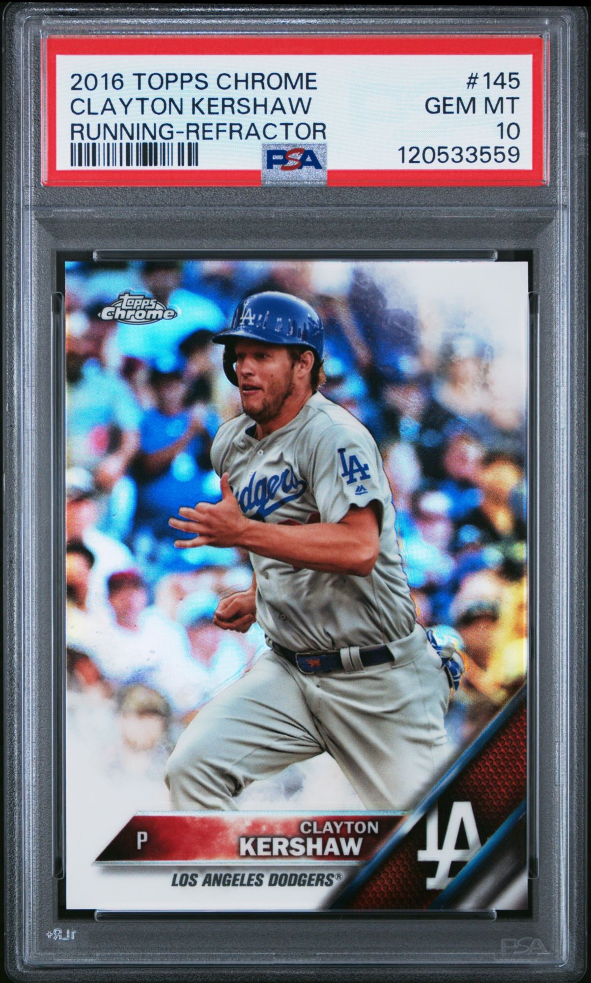 2016 Topps Chrome 145 Clayton Kershaw Variation-Refractor PSA 10