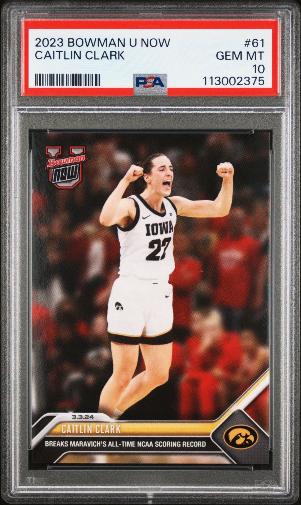 2023 Bowman U Now 61 Caitlin Clark PSA 10