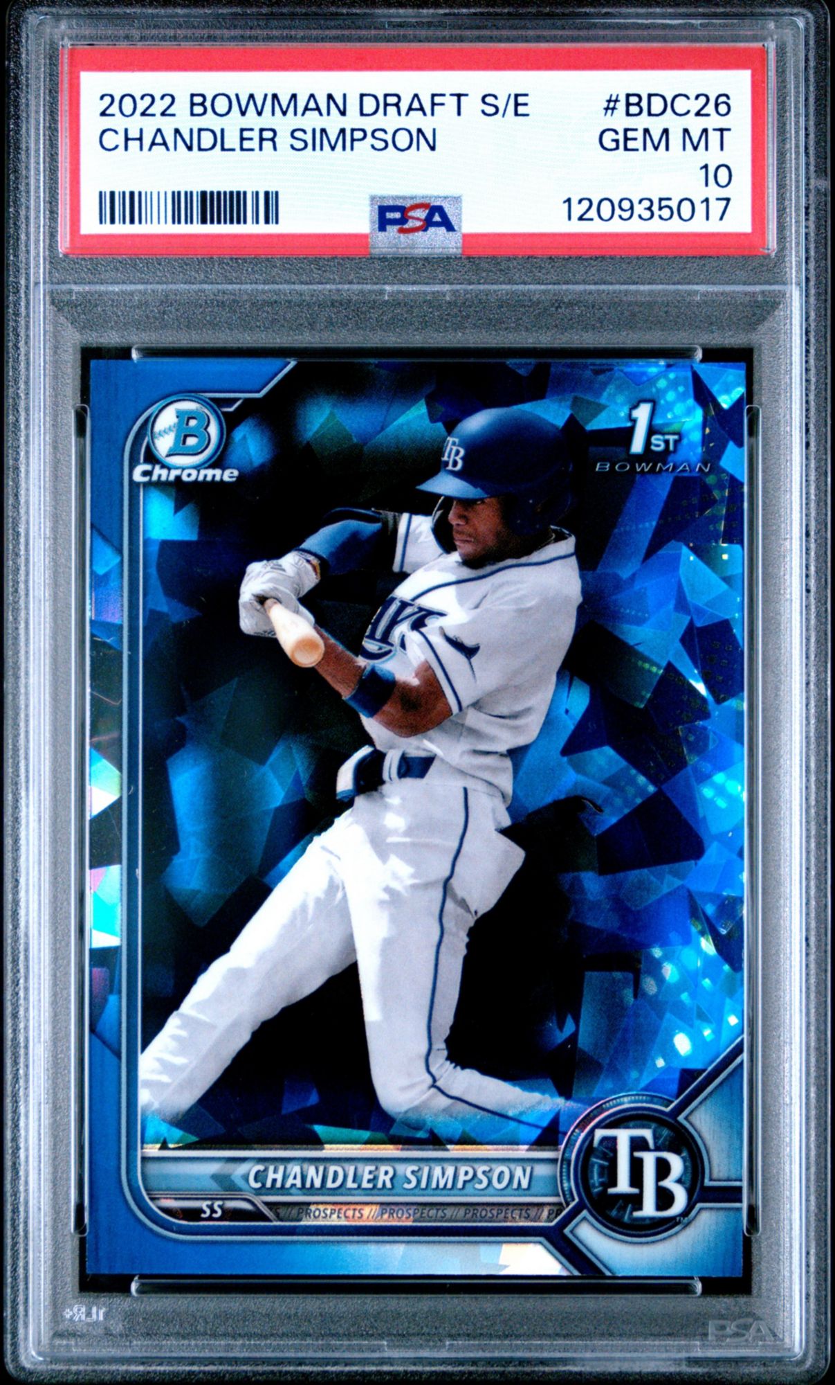 2022 Bowman Draft Chrome Sapphire Edition BDC26 Chandler Simpson PSA 10