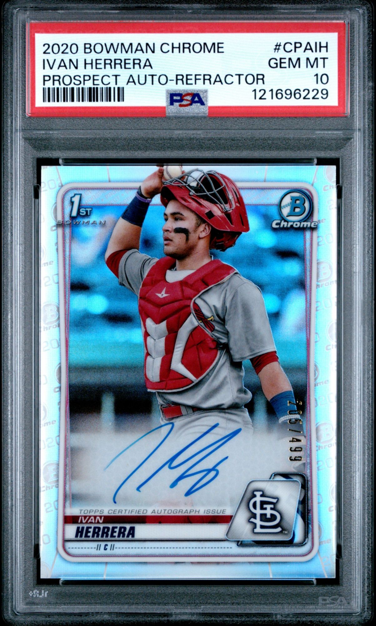 2020 Bowman Chrome Prospect Autographs Cpaih Ivan Herrera Refractor PSA 10
