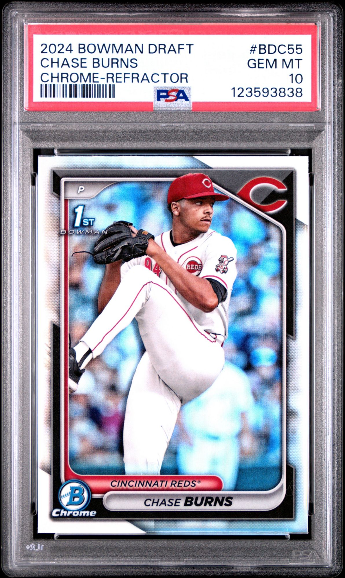 2024 Bowman Draft BDC55 Chase Burns Chrome-Refractor PSA 10