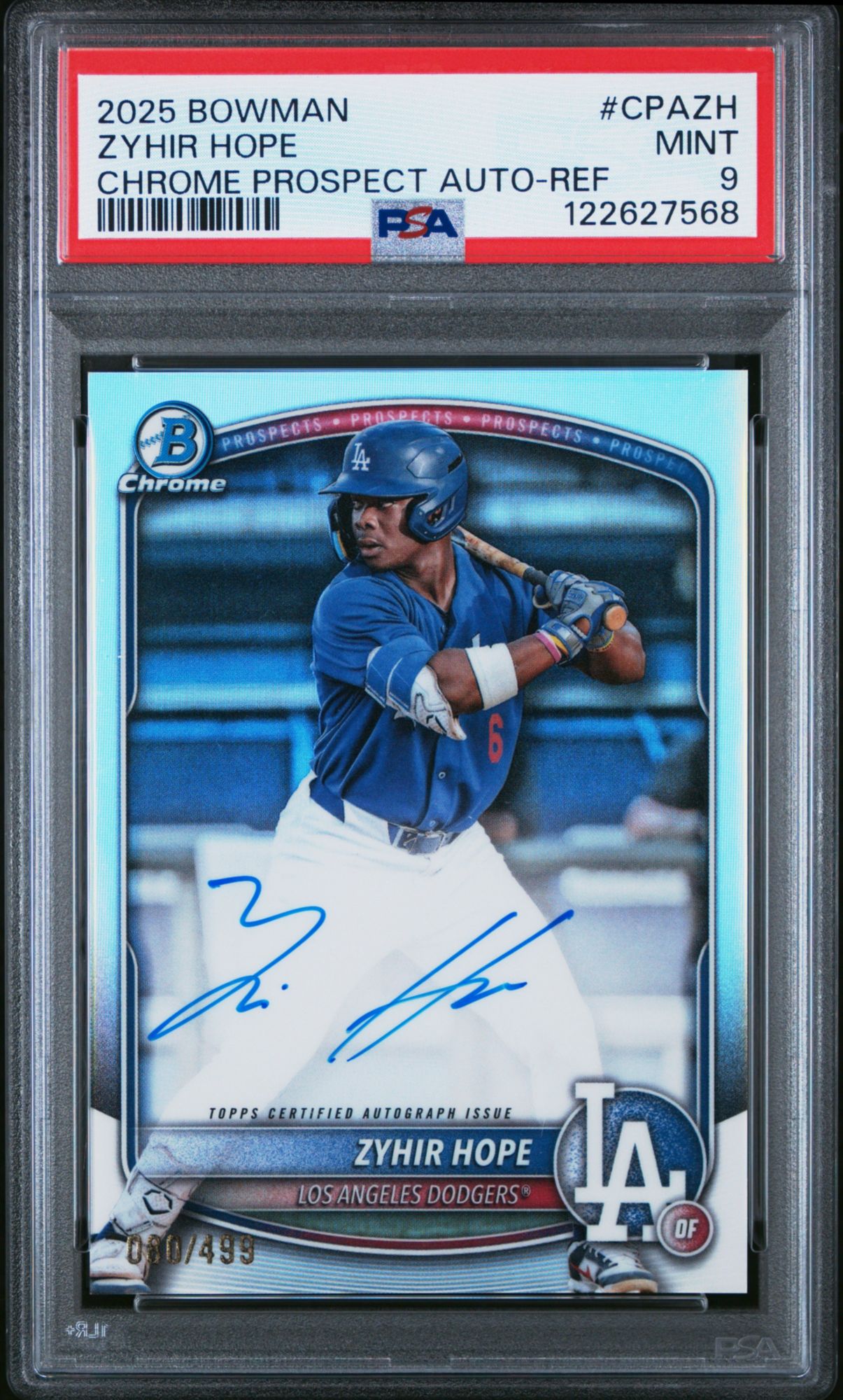 2025 Bowman Chrome Prospect Autographs CPAZH Zyhir Hope Refractor PSA 9