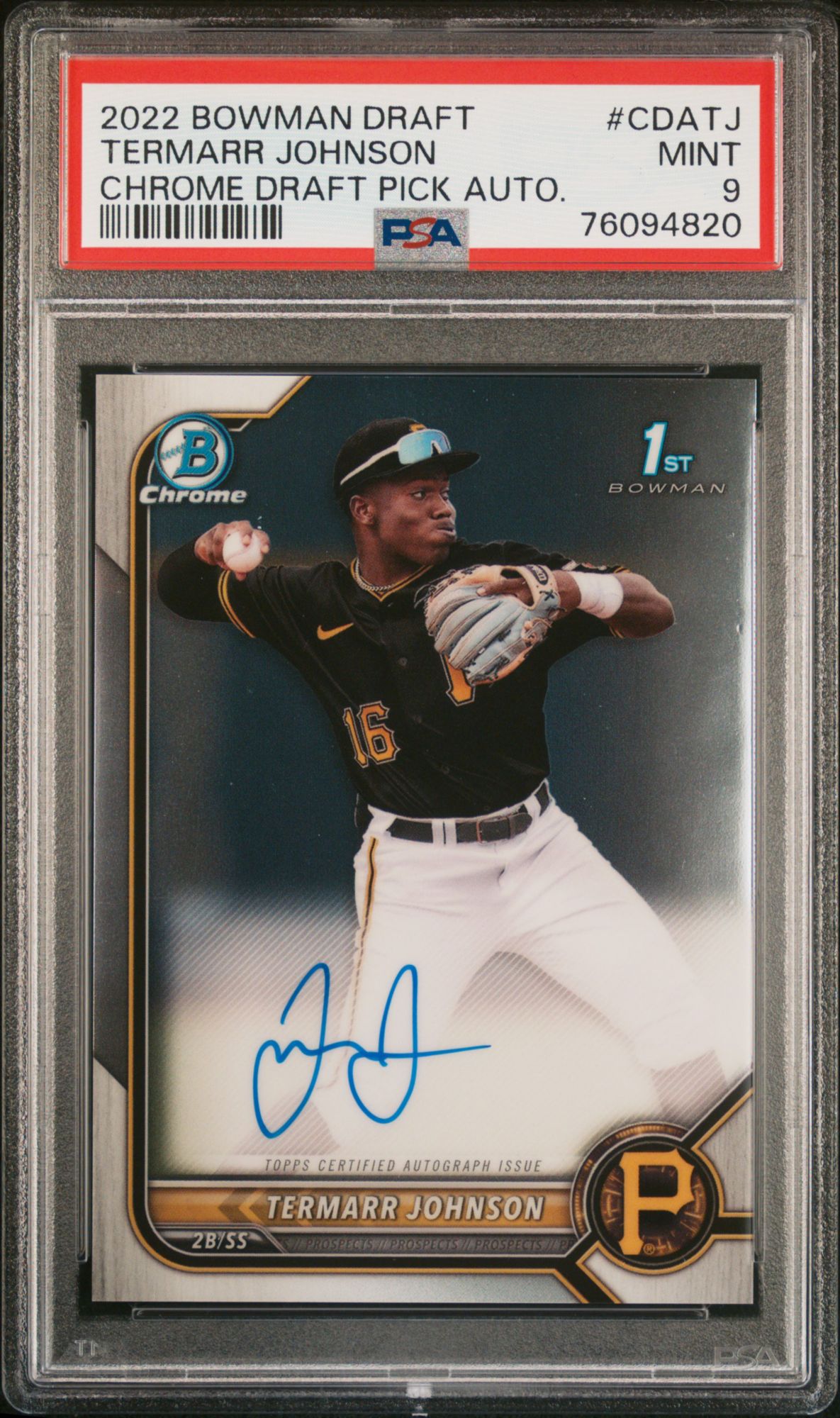 2022 Bowman Draft Chrome Draft Pick Autographs CDATJ Termarr Johnson PSA 9