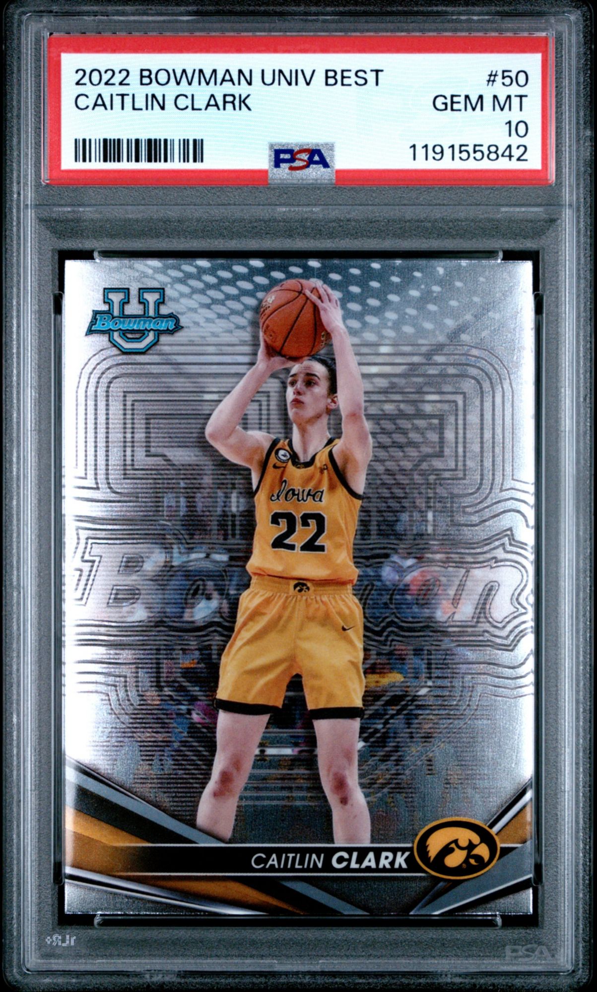 2022 Bowman University Best 50 Caitlin Clark PSA 10