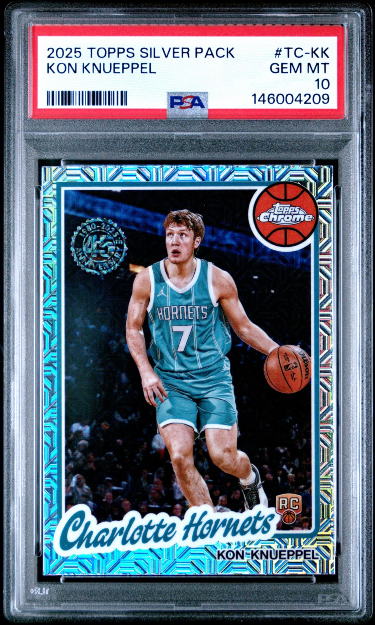 2025 Topps Silver Pack 1980-81 Topps Chrome Basketball TC-KK Kon Knueppel PSA 10