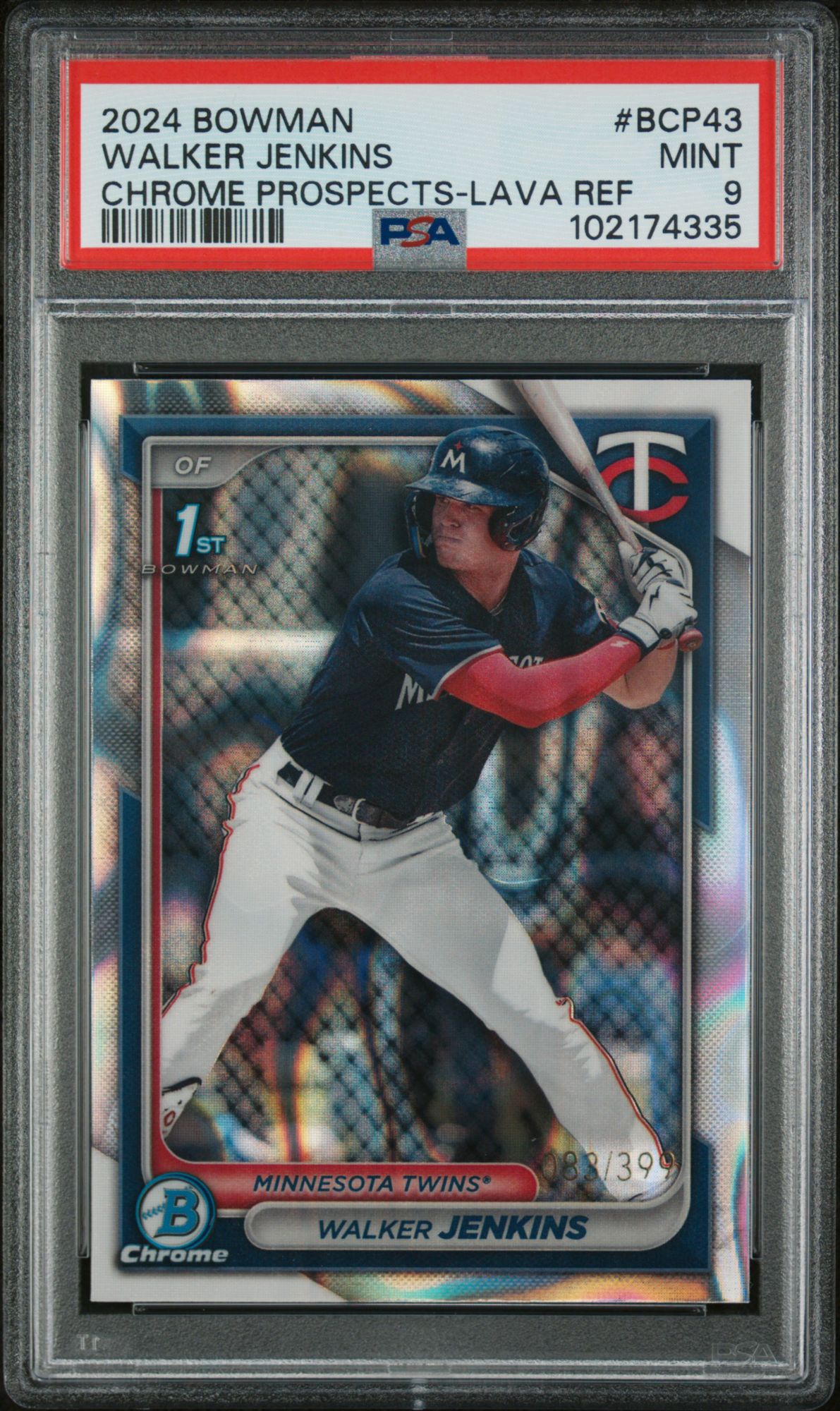 2024 Bowman Chrome Prospects BCP43 Walker Jenkins Lava Refractor PSA 9