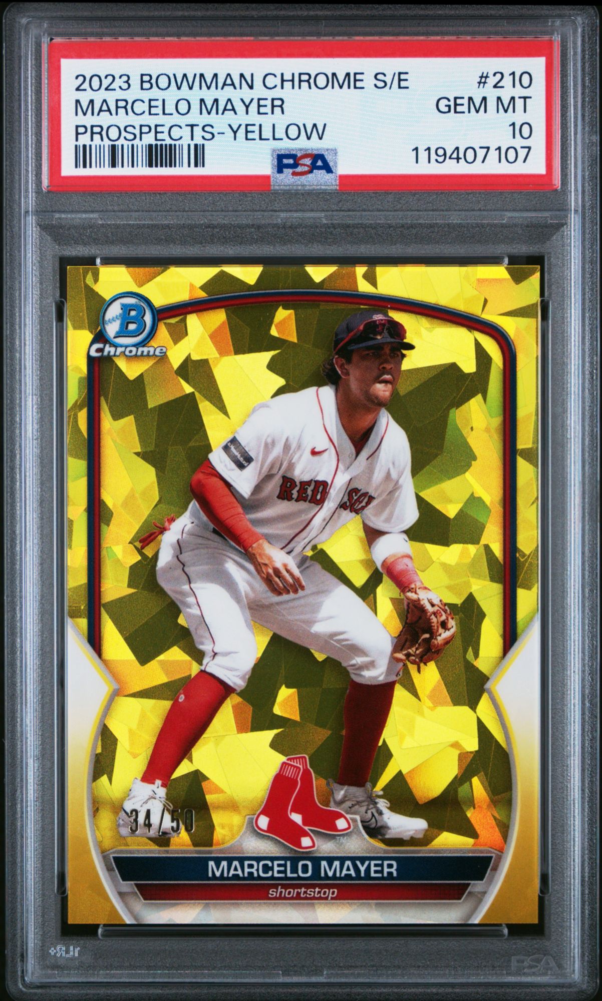 2023 Bowman Chrome Sapphire Edition Prospects 210 Marcelo Mayer Yellow PSA 10