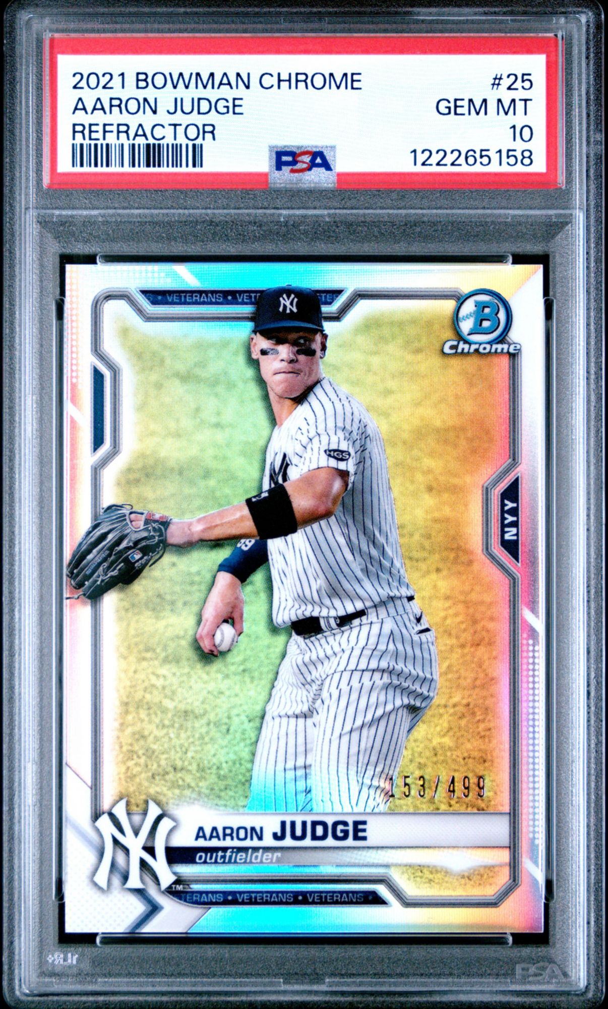2021 Bowman Chrome 25 Aaron Judge Refractor PSA 10
