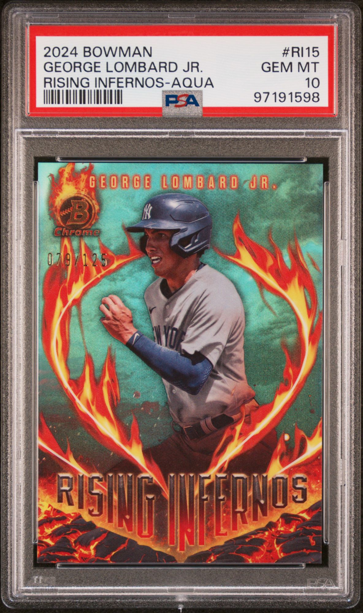 2024 Bowman Rising Infernos Ri15 George Lombard Jr. Aqua PSA 10