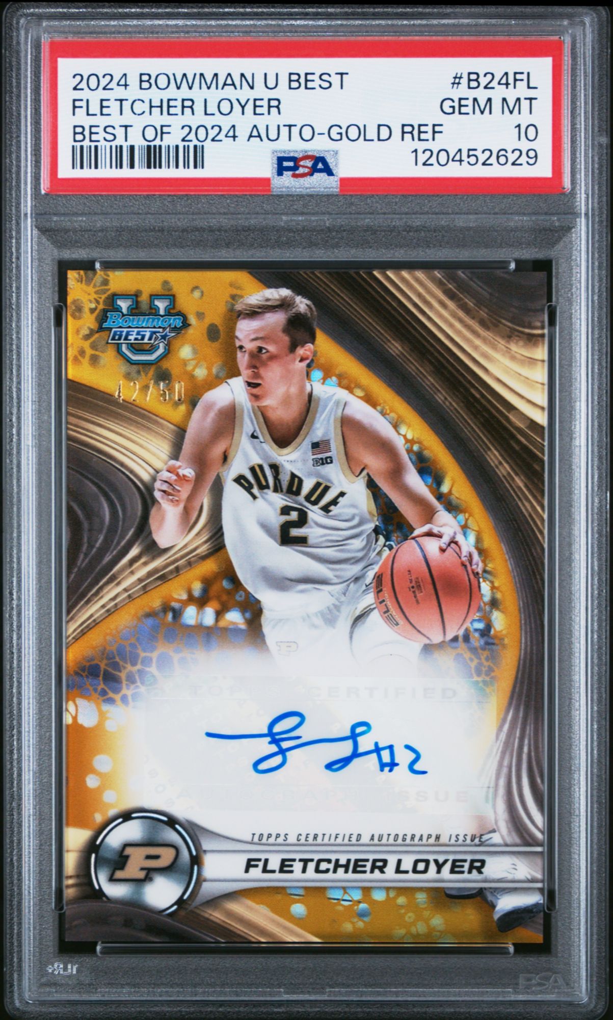 2024 Bowman University Best Best Of 2024 Autographs B24fl Fletcher Loyer Gold Refractor PSA 10