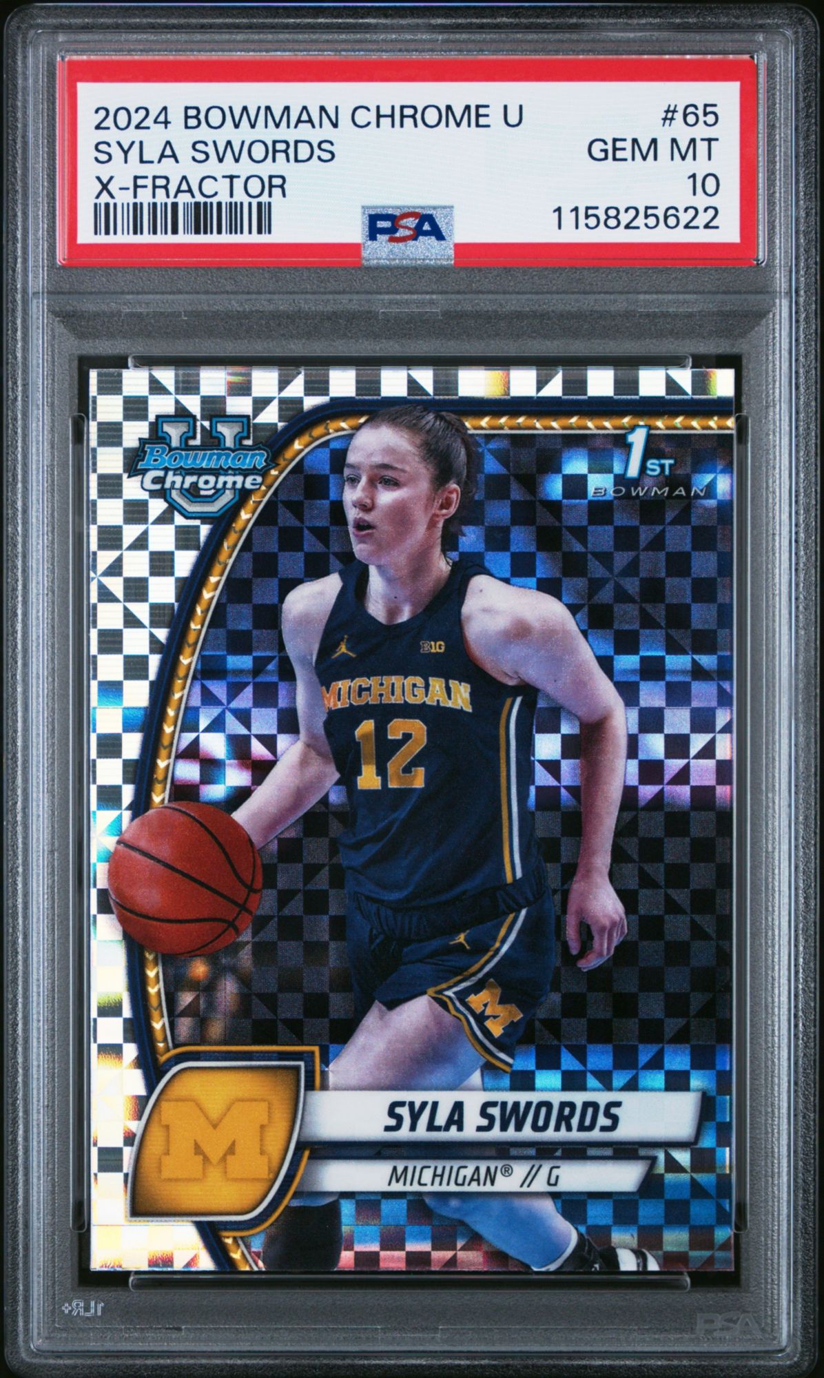 2024 Bowman Chrome University 65 Syla Swords X-fractor PSA 10
