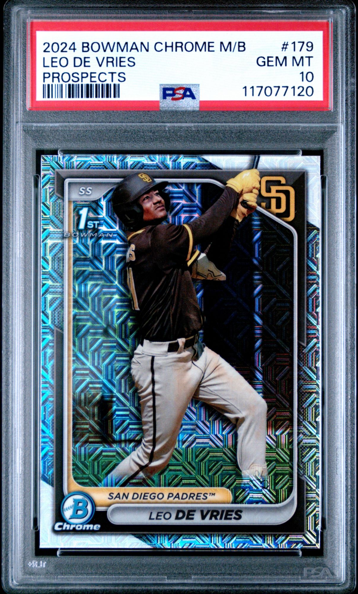2024 Bowman Mega Box Chrome Prospects 179 Leo De Vries PSA 10