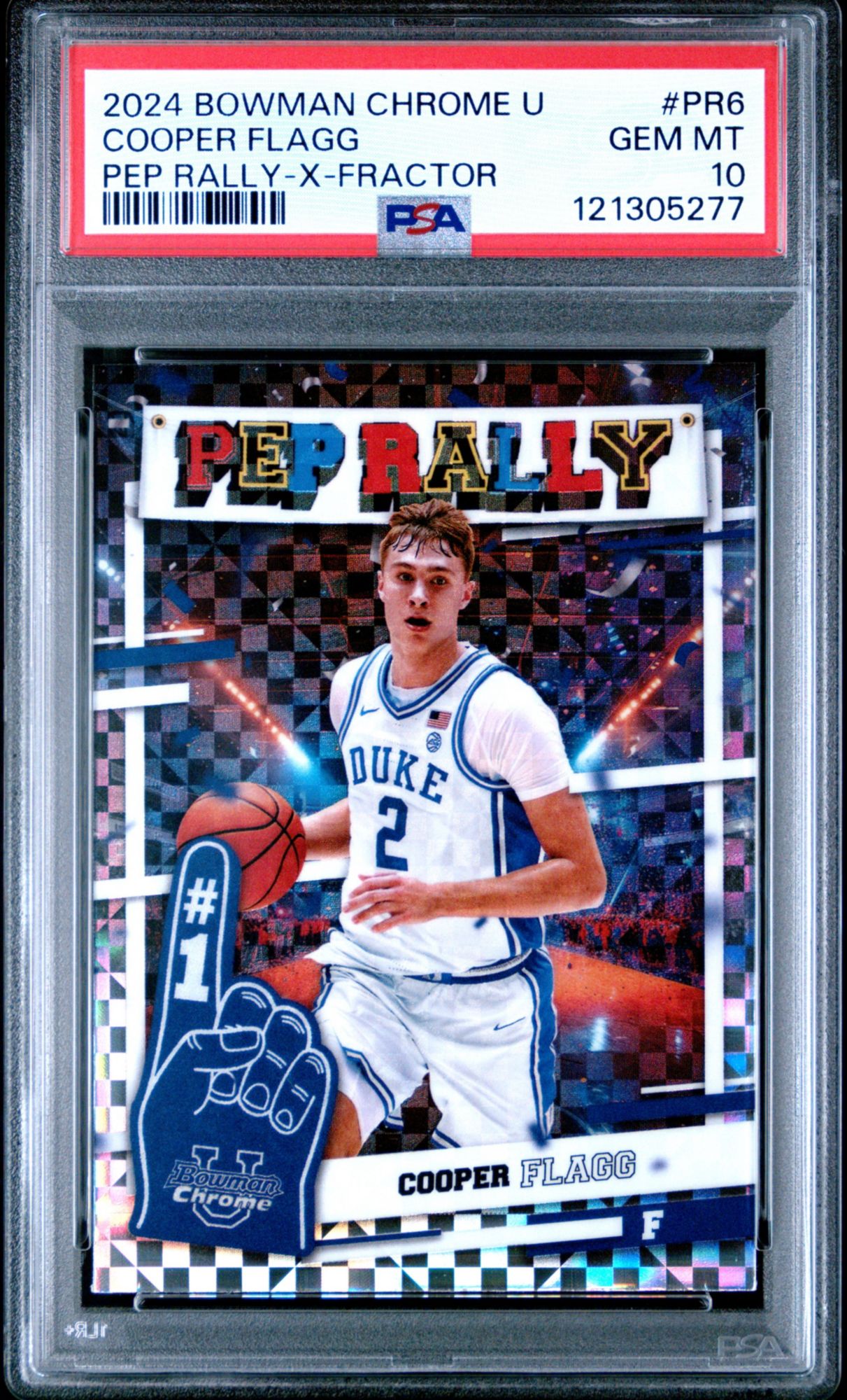 2024 Bowman Chrome University Pep Rally PR6 Cooper Flagg X-fractor PSA 10