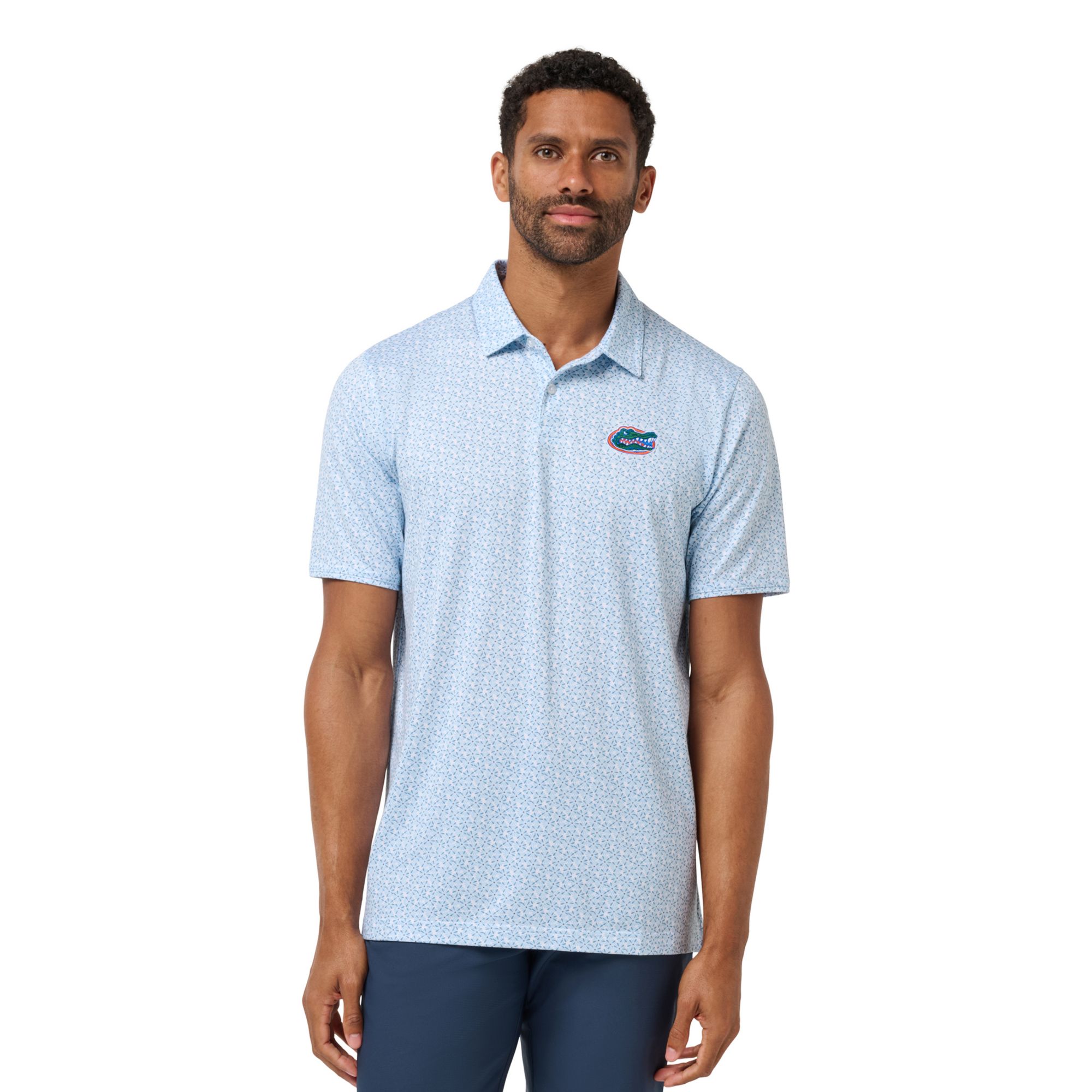 TravisMathew Men's Florida Gators White and Light Blue College Bound Polo