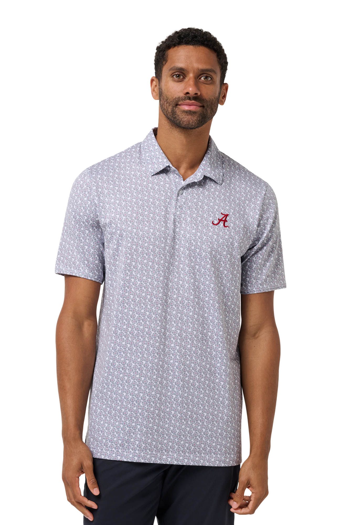 TravisMathew Men's Alabama Crimson Tide White and Red College Bound Polo