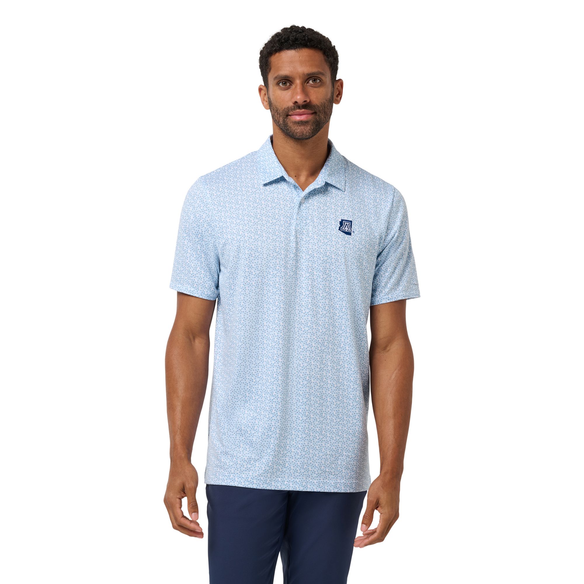 TravisMathew Men's Arizona Wildcats White and Light Blue College Bound Polo