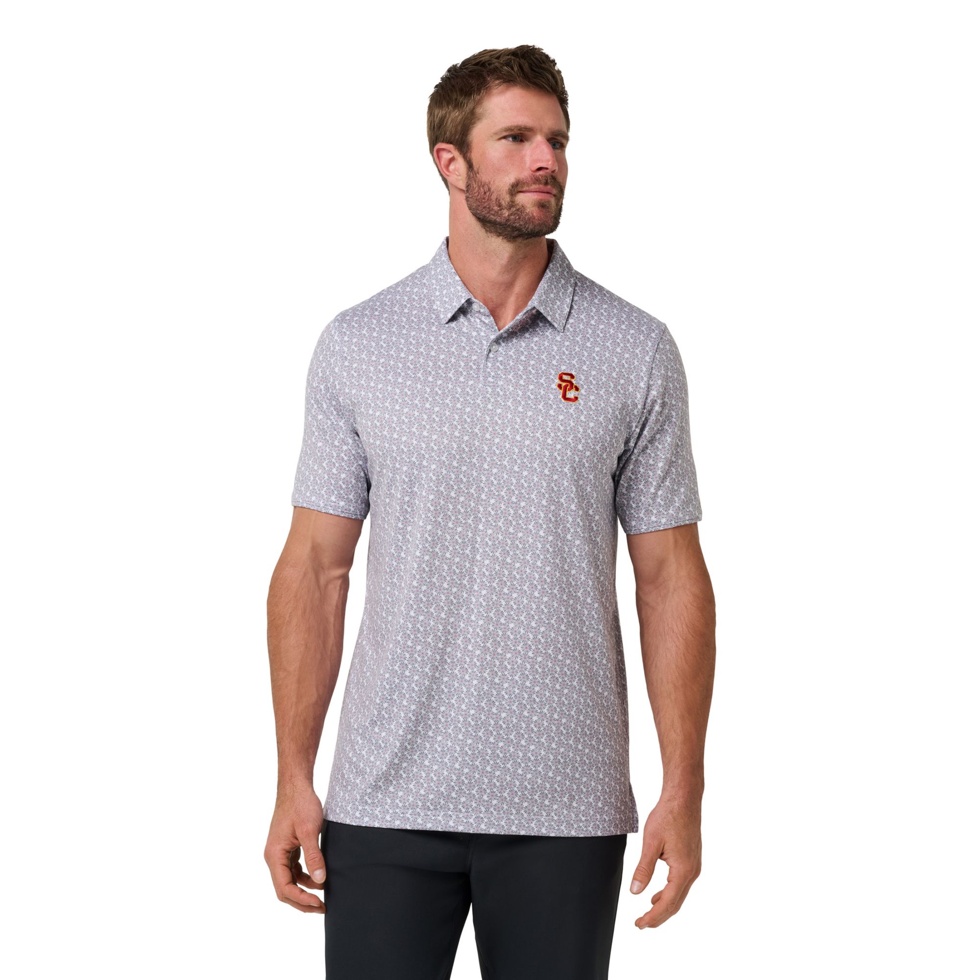 TravisMathew Men's USC Trojans White and Red College Bound Polo