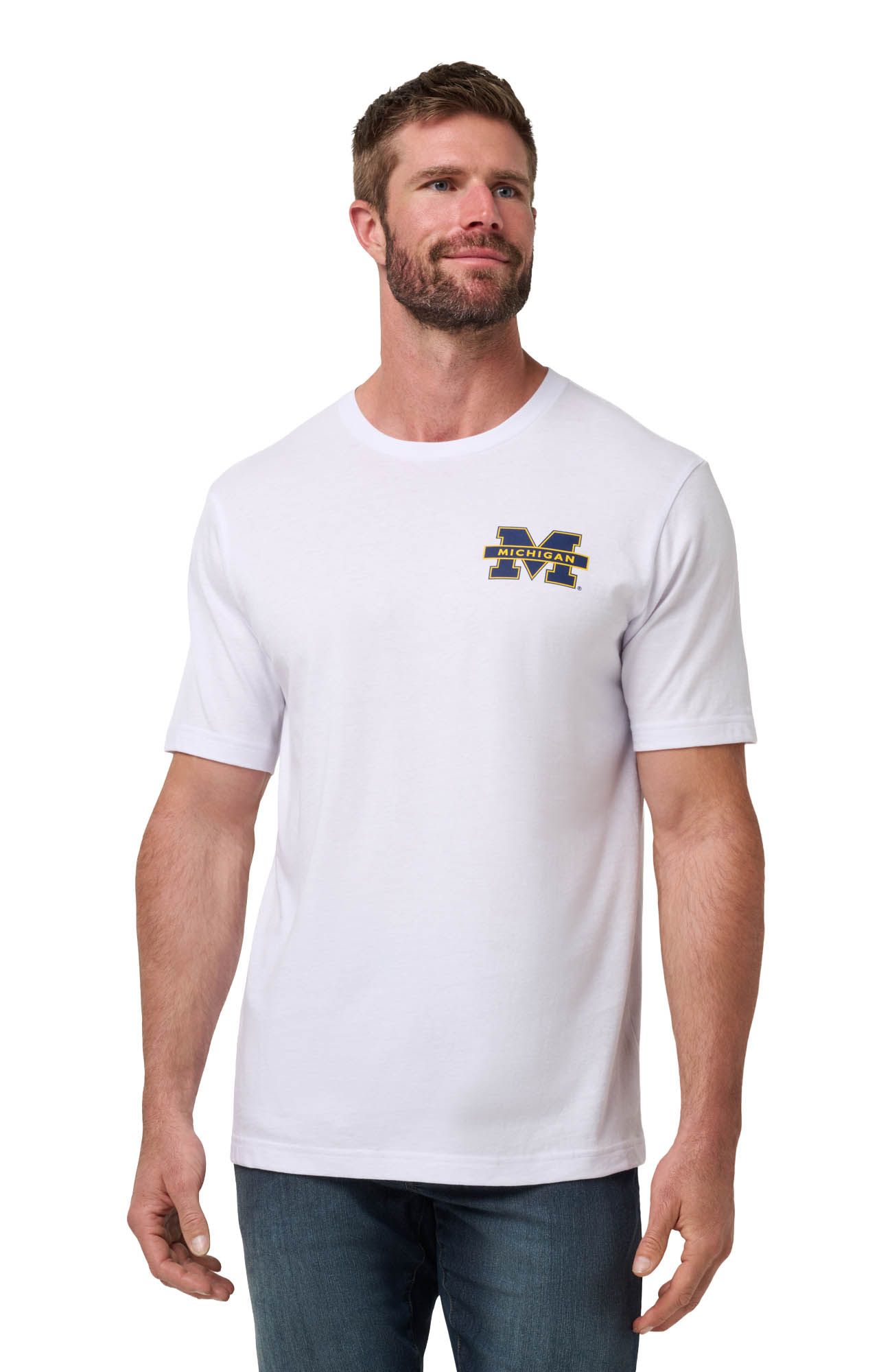 TravisMathew Men's Michigan Wolverines White Student Section T-Shirt