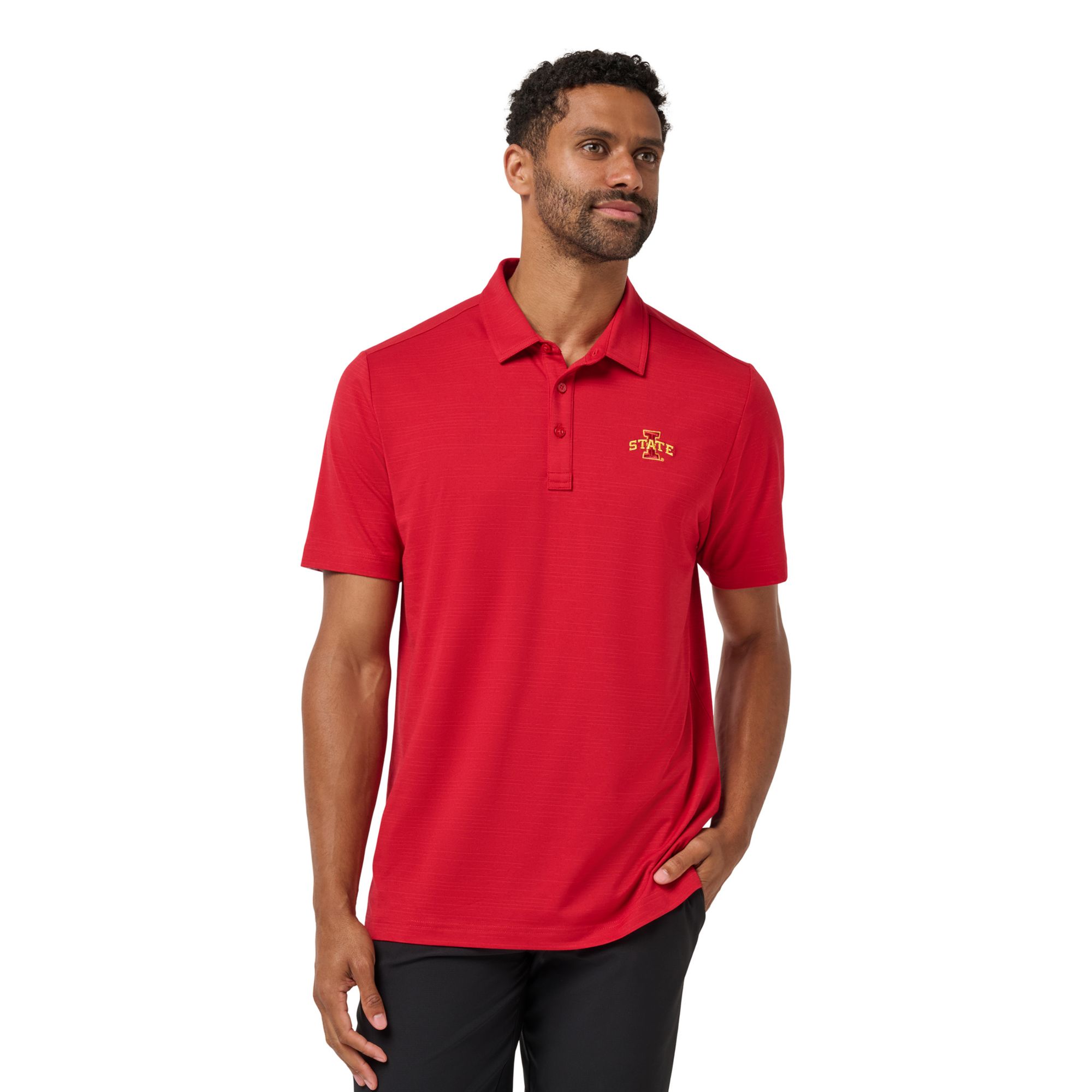 TravisMathew Men's Iowa State Cyclones White and Red College Bound Polo