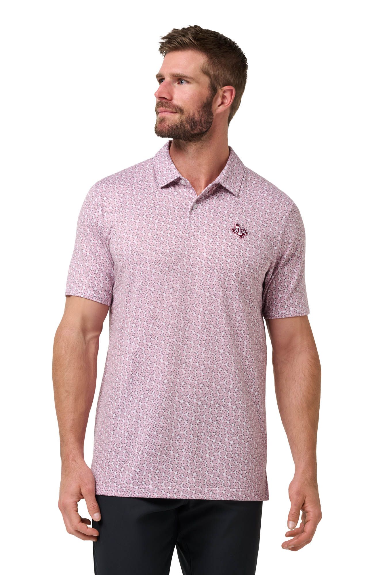 TravisMathew Men's Texas A&M Aggies White and Maroon College Bound Polo