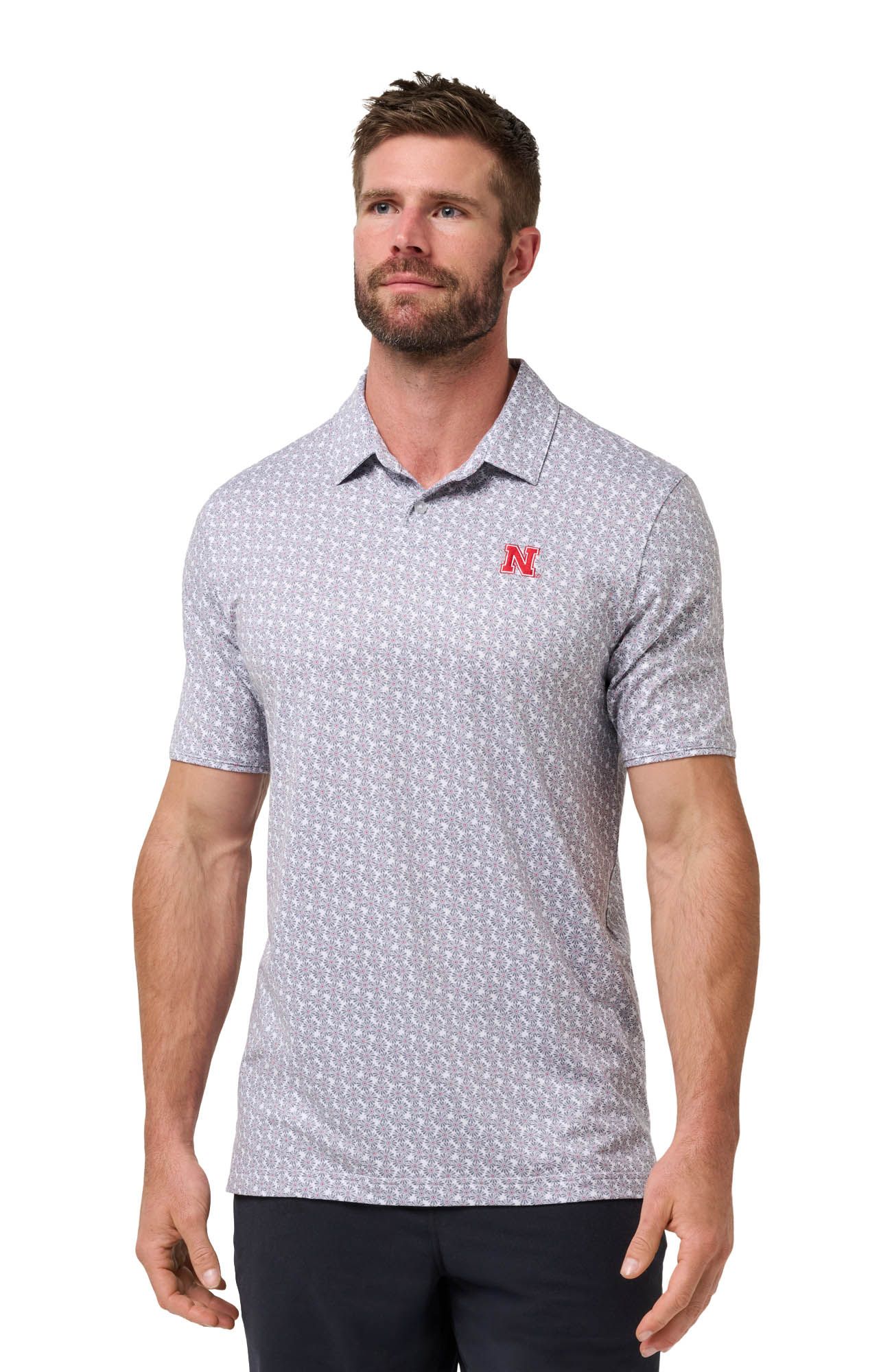 TravisMathew Men's Nebraska Cornhuskers White and Red College Bound Polo