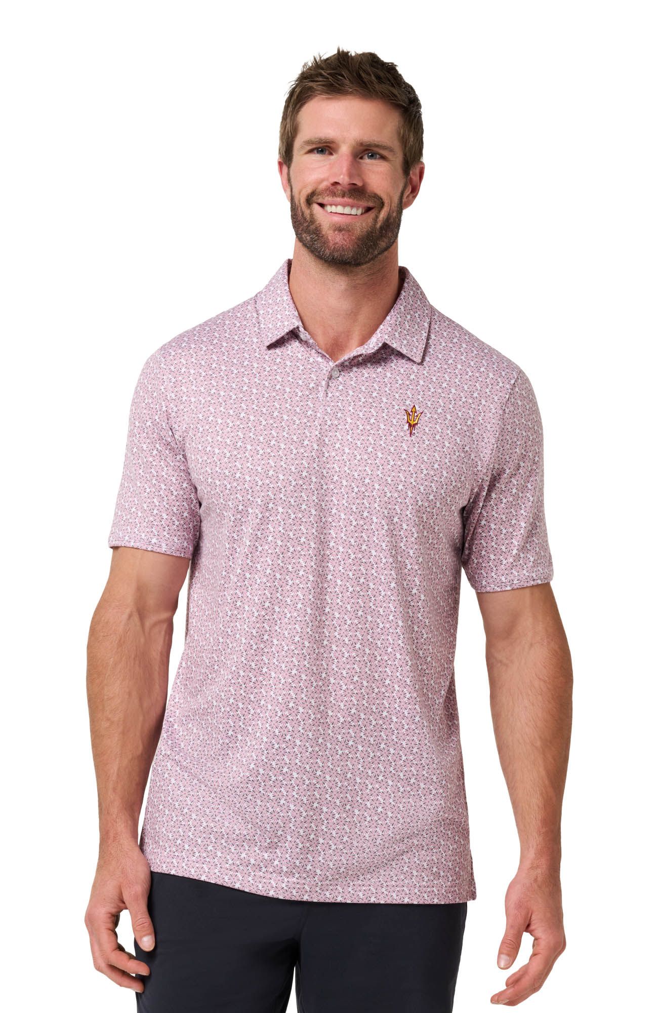 TravisMathew Men's Arizona State Sun Devils White and Maroon College Bound Polo
