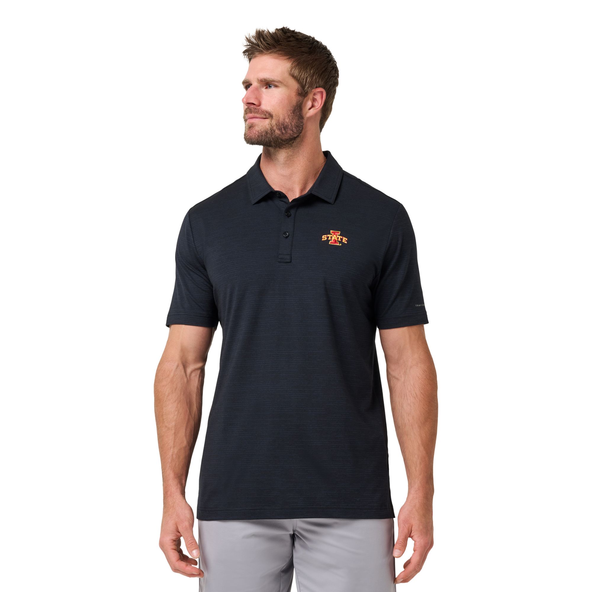 TravisMathew Men's Iowa State Cyclones Black Halftime Show Heater Polo