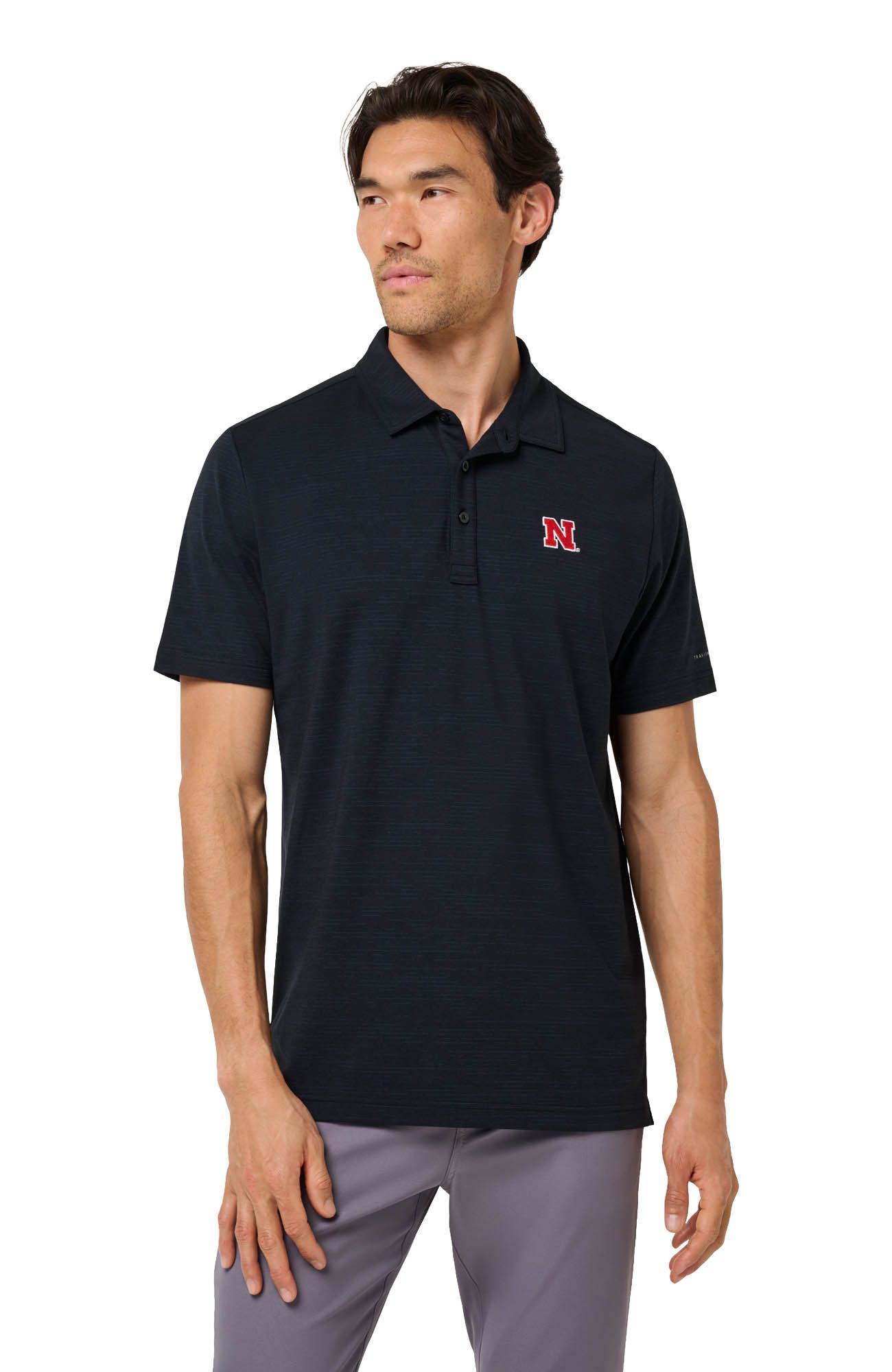 TravisMathew Men's Nebraska Cornhuskers Black Halftime Show Heater Polo