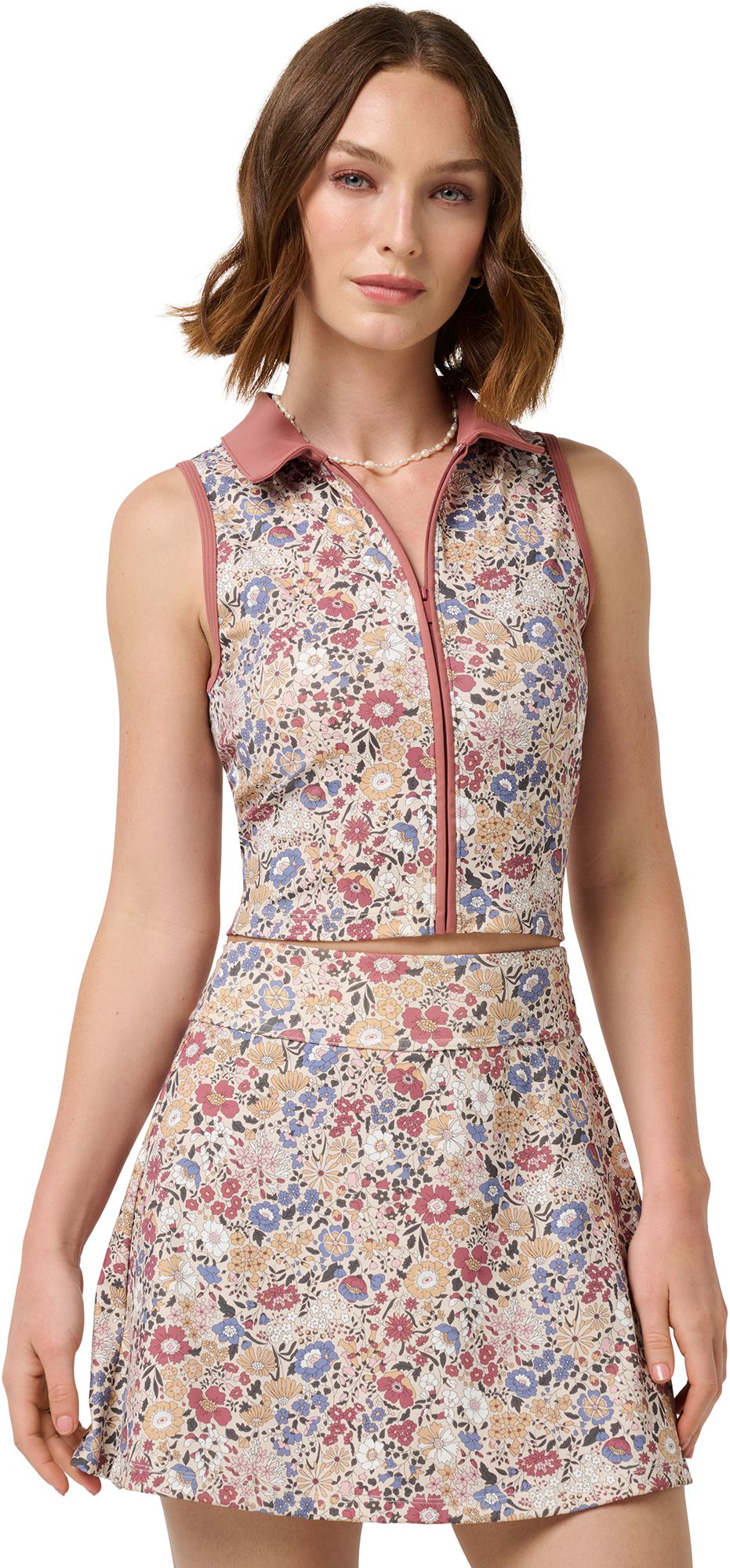 TravisMathew X Liberty London Women's Wharfedale Field Sleeveless Zip Polo