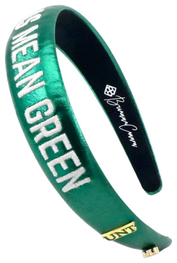 Brianna Cannon Women's North Texas Mean Green Thin Embroidered Headband