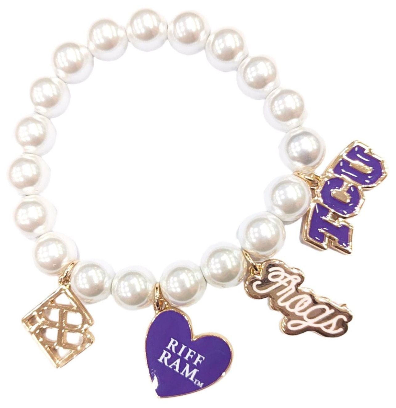 Brianna Cannon Women's TCU Horned Frogs Pearl Charm Bracelet
