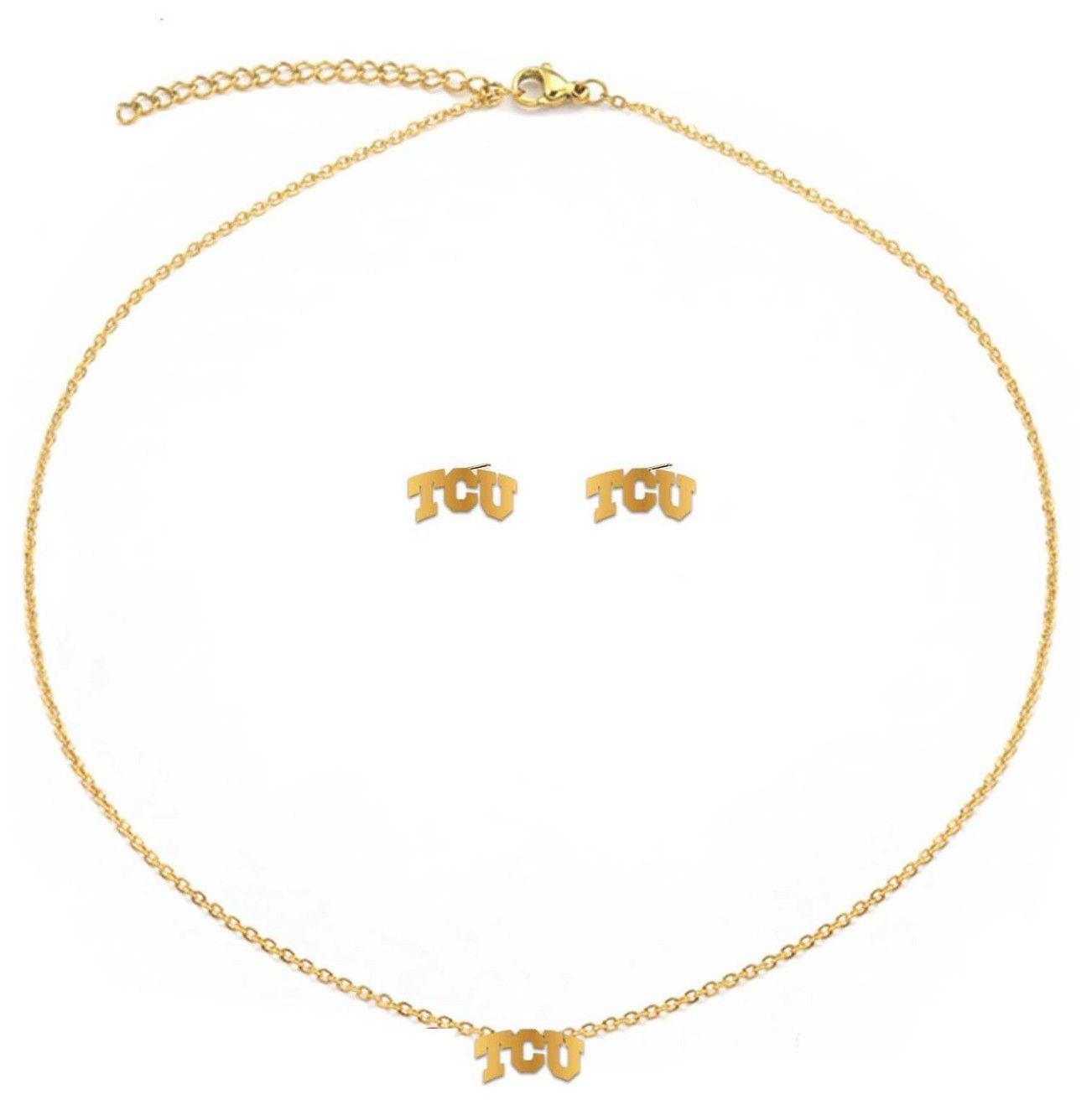 Brianna Cannon Women's TCU Horned Frogs Stud And Necklace Set